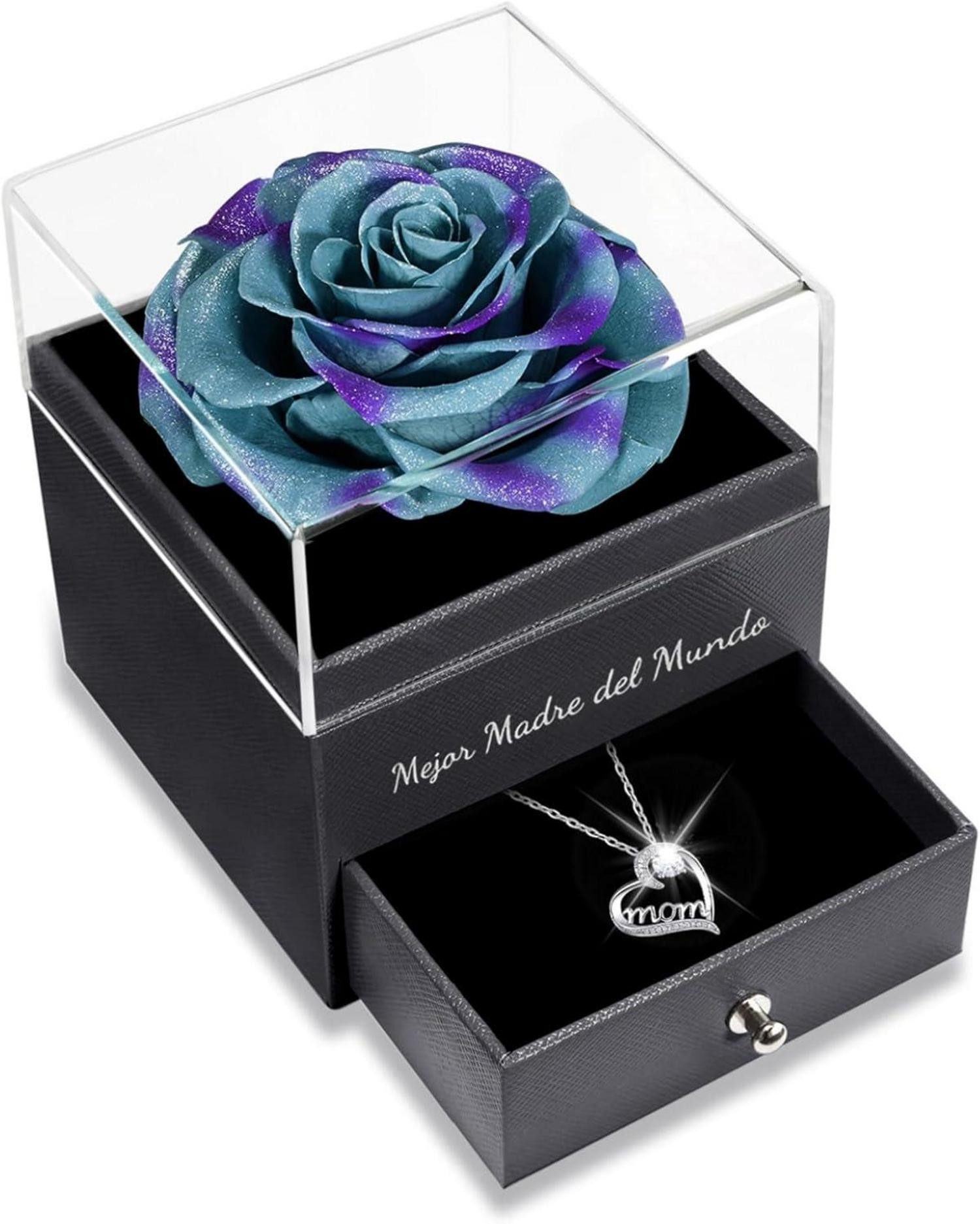 Kette und Anhänger Set Ewige Rose Geschenk für Mama mit Mom Halskette in Geschenkbox