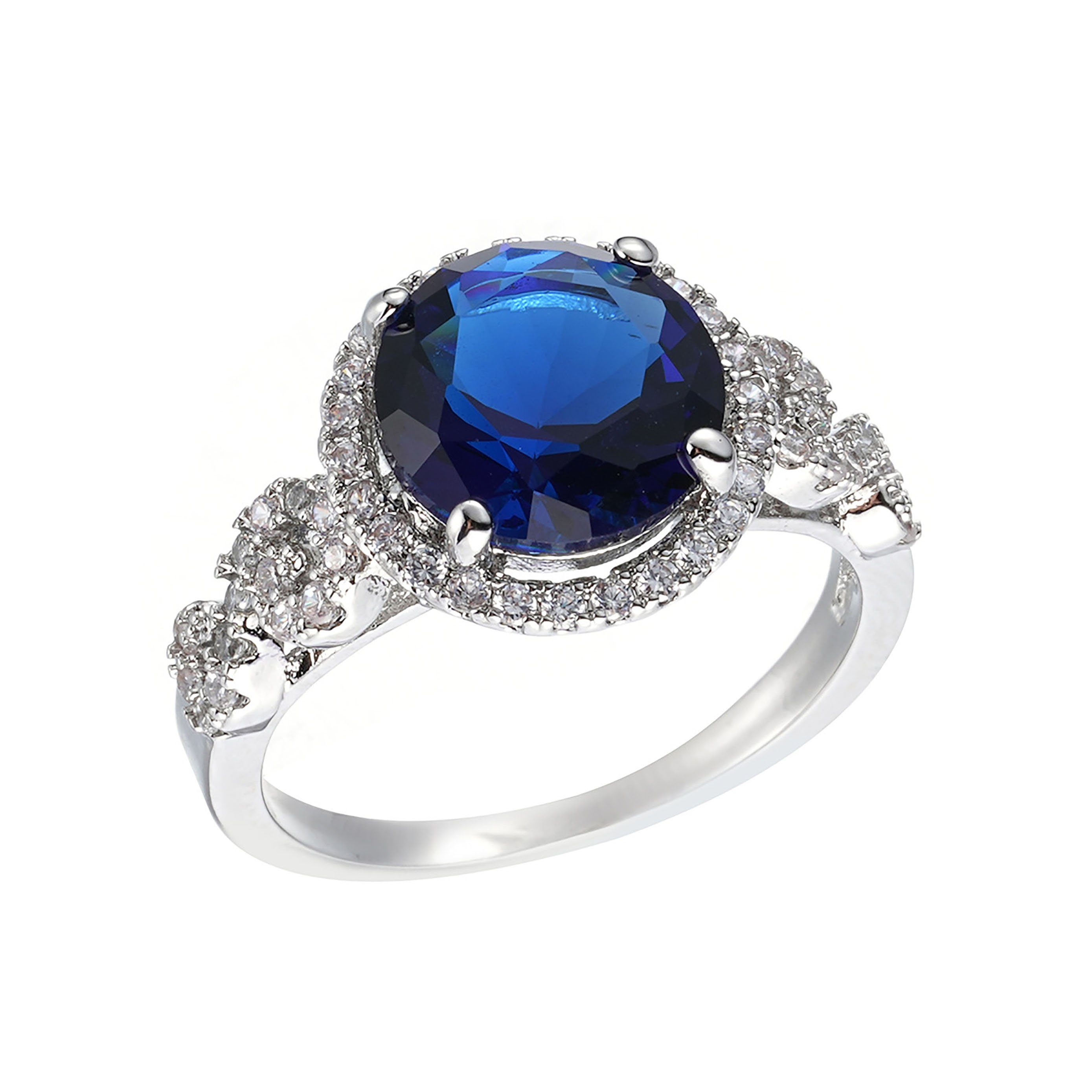 Ring Diamanten Zirkonen (1-tlg) SRRINM Fingerring mit und blauen