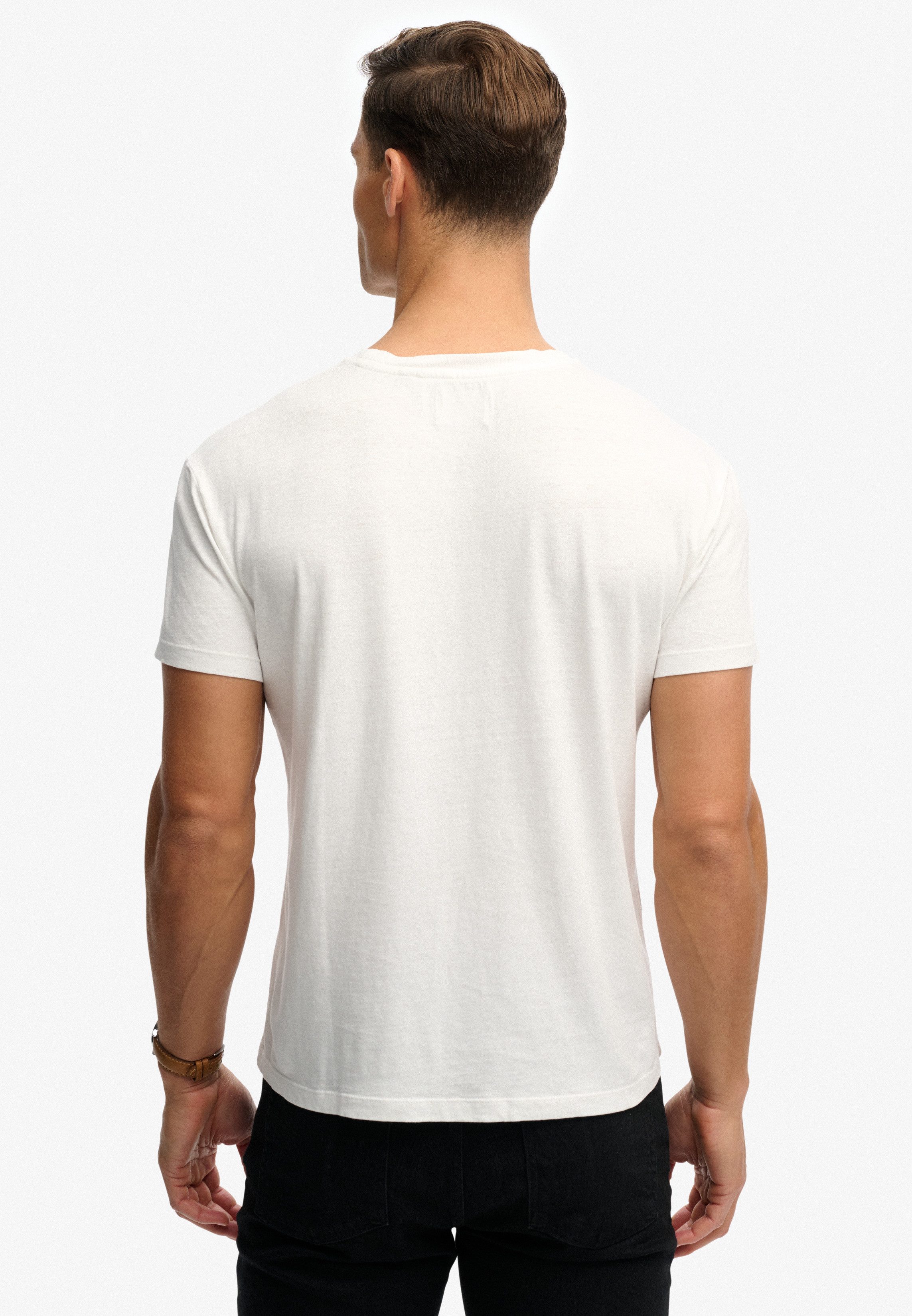 Superdry Rundhalsshirt COTTON CLASSIC LINEN PKT TEE Baumwollmischung, relaxed fit aus luftig leichtem Baumwoll-Leinen-Mix – Bild 3 von 5