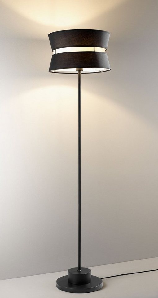 casa NOVA Stehlampe Stehleuchte GALA, 1-flammig, H 145 cm, Schwarz, ohne  Leuchtmittel, Metall, Stoffschirm