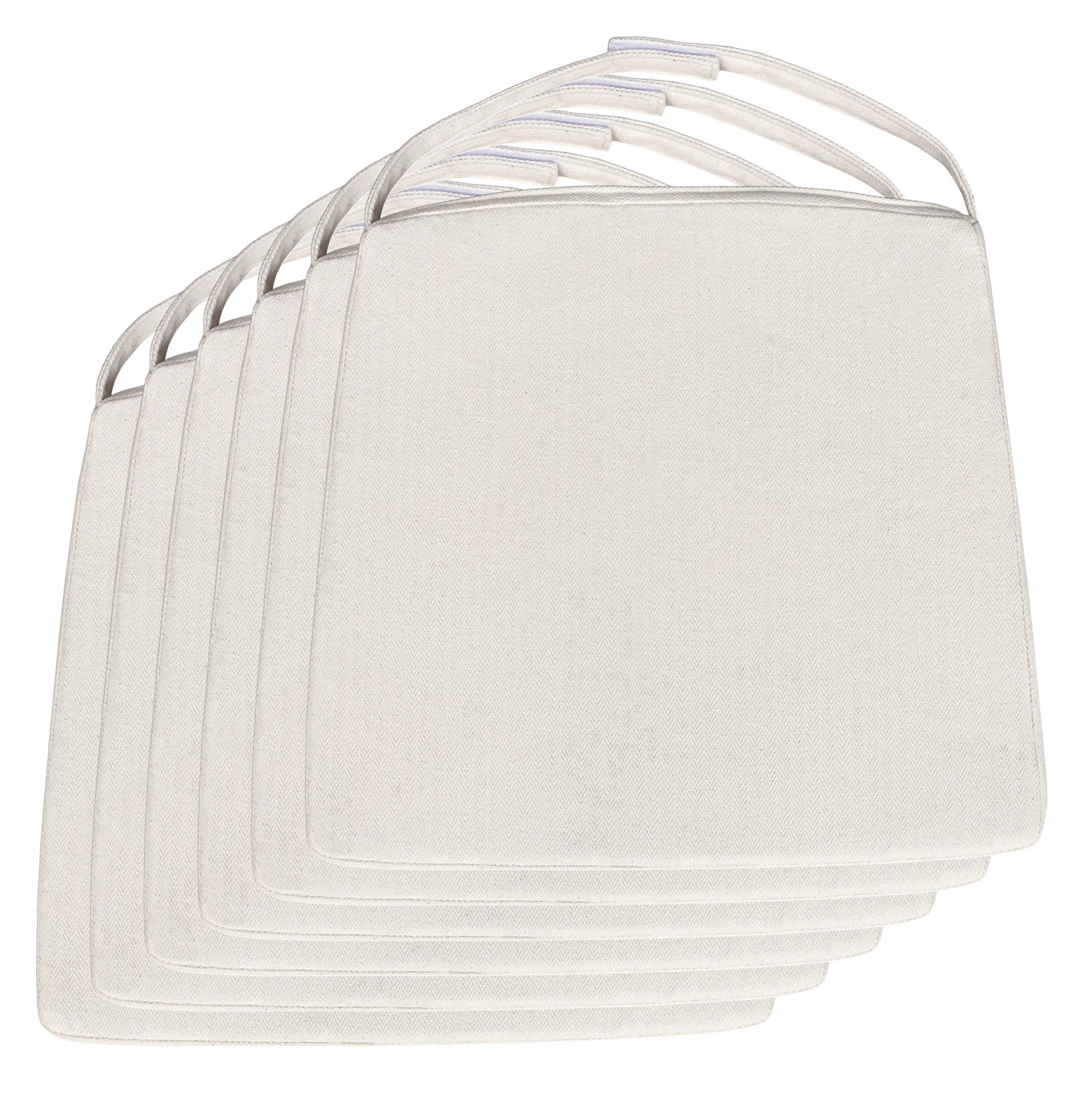 Amagohome Stuhlkissen Stuhlkissen Sitzkissen 42x44cm Stuhlauflage leinenweiß Kissen mit Klet
