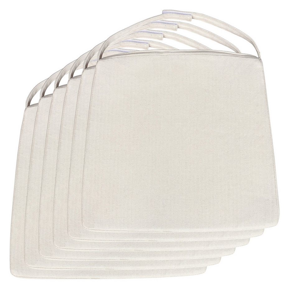 Amagohome Stuhlkissen Stuhlkissen Sitzkissen 42x44cm Stuhlauflage leinenweiß Kissen mit Klet