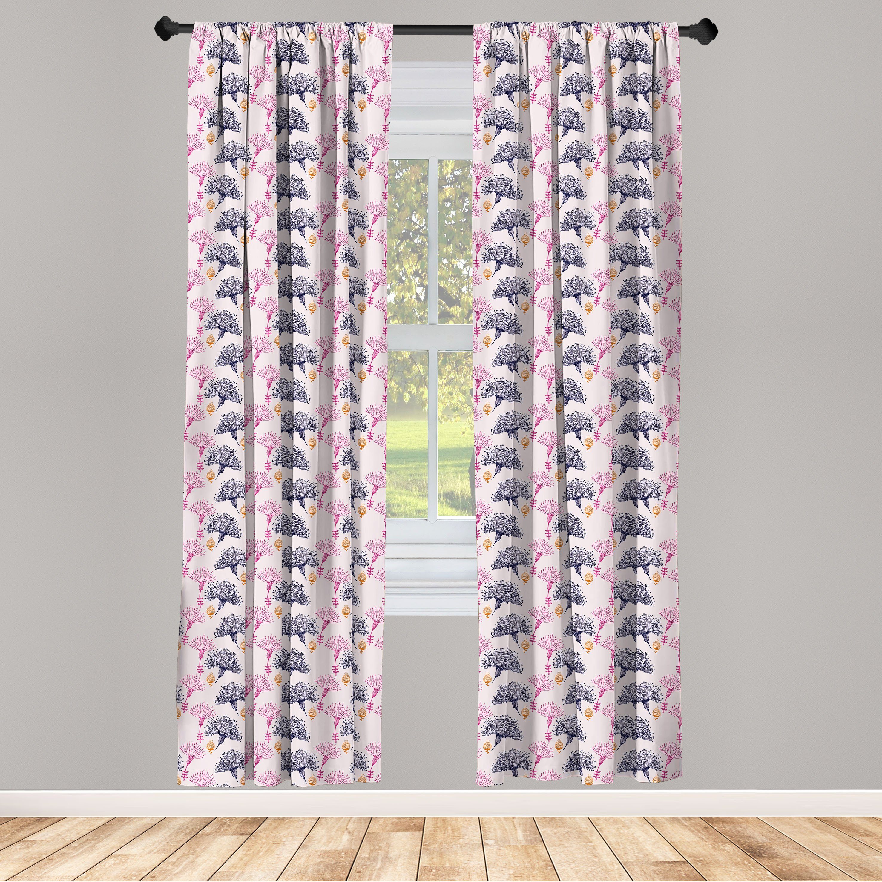 Gardine Vorhang für Wohnzimmer Schlafzimmer Dekor, Abakuhaus, Microfaser, Blumen Simplistic Dandelion Blumen