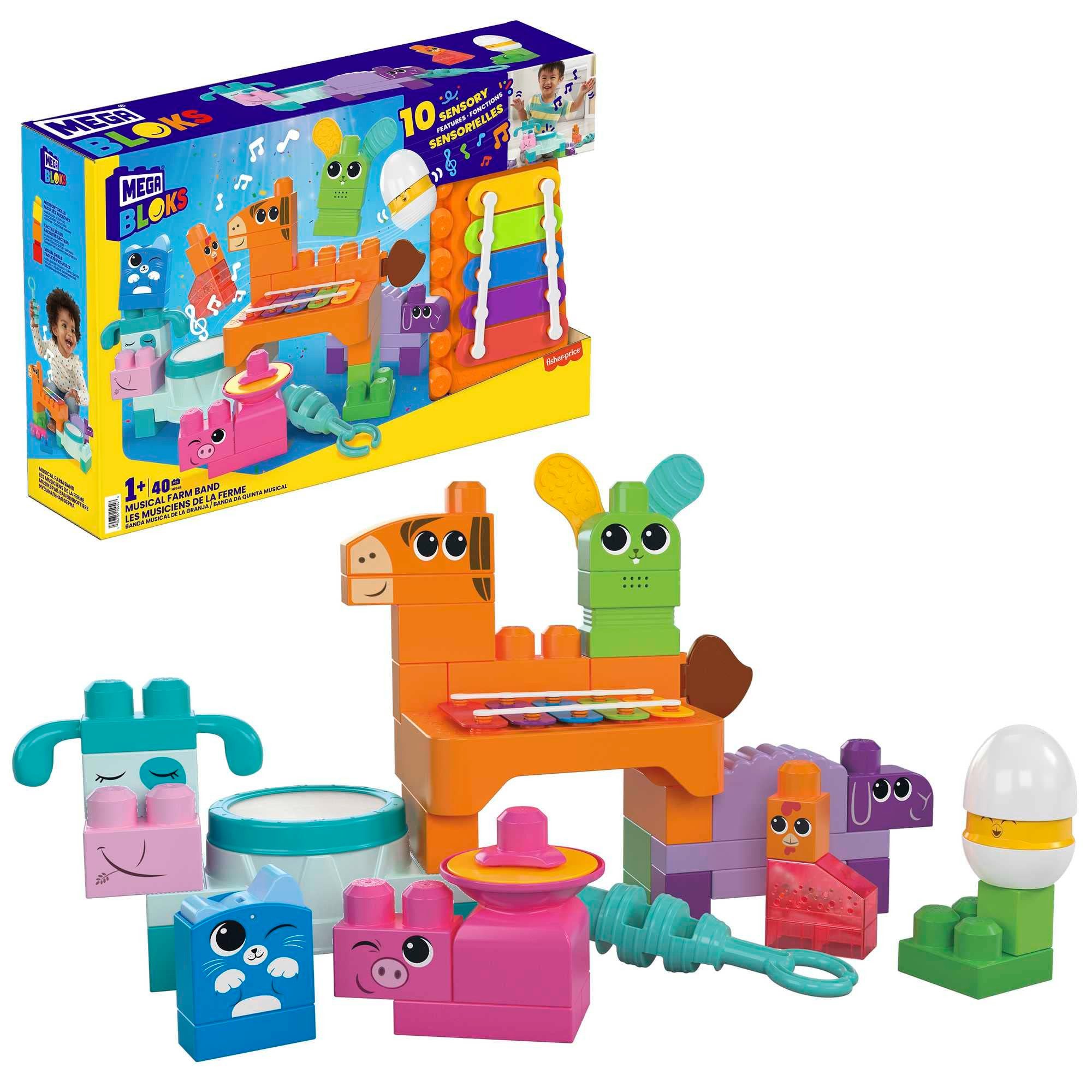 MEGA BLOKS Musikspaß Bauernhoftiere Konstruktions-Spielset, (40 St)