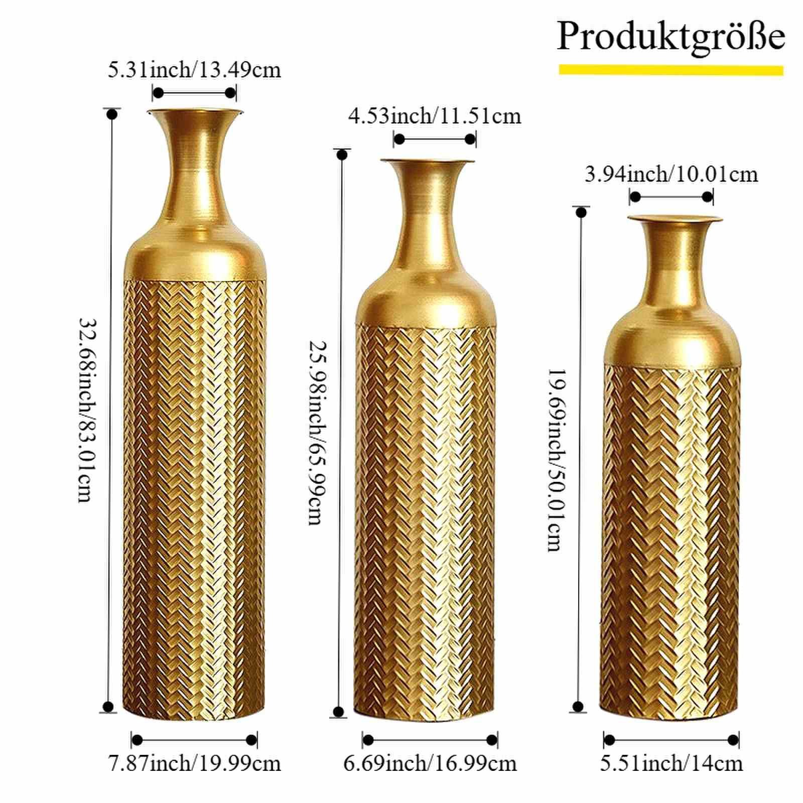 BlingBin Bodenvase Deko-Bodenvase, 83/65/50 cm Hohes Metall-Set Dekovase (3 günstig online kaufen