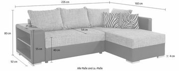 COLLECTION AB Ecksofa John L-Form, mit Bettfunktion, wahlweise mit Federkern