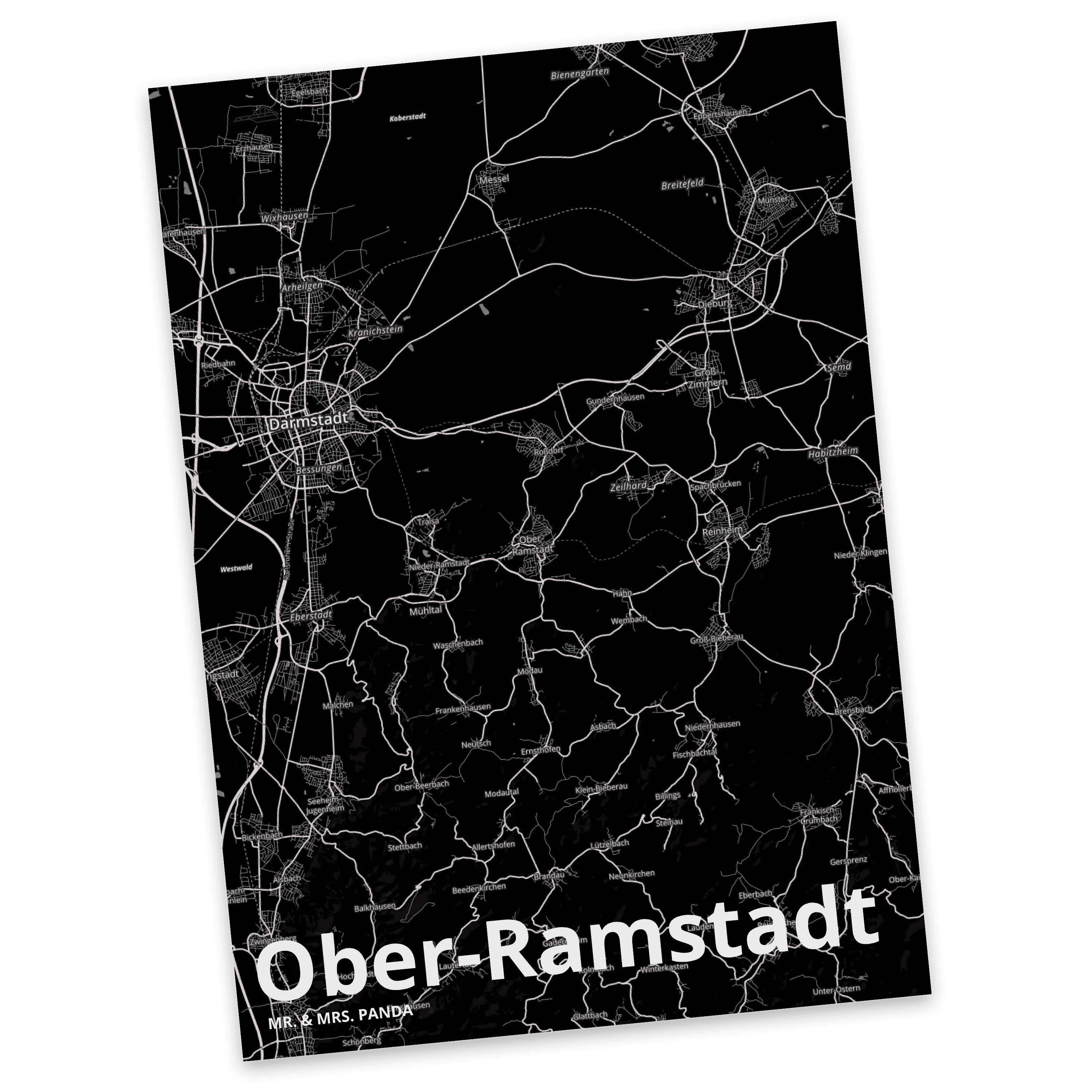 Mr. & Mrs. Panda Postkarte Ober-Ramstadt - Geschenk, Einladung, Städte, Grußkarte, Dorf, Ort, Ka