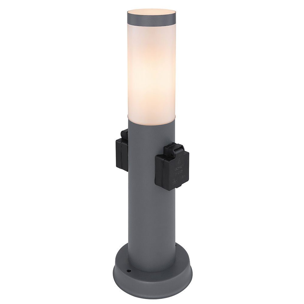 Außen-Stehlampe, Farbwechsel, inklusive, Edelstahl Warmweiß, Sockelleuchte Steckdosen mit Außen LED etc-shop Leuchtmittel 2 LED
