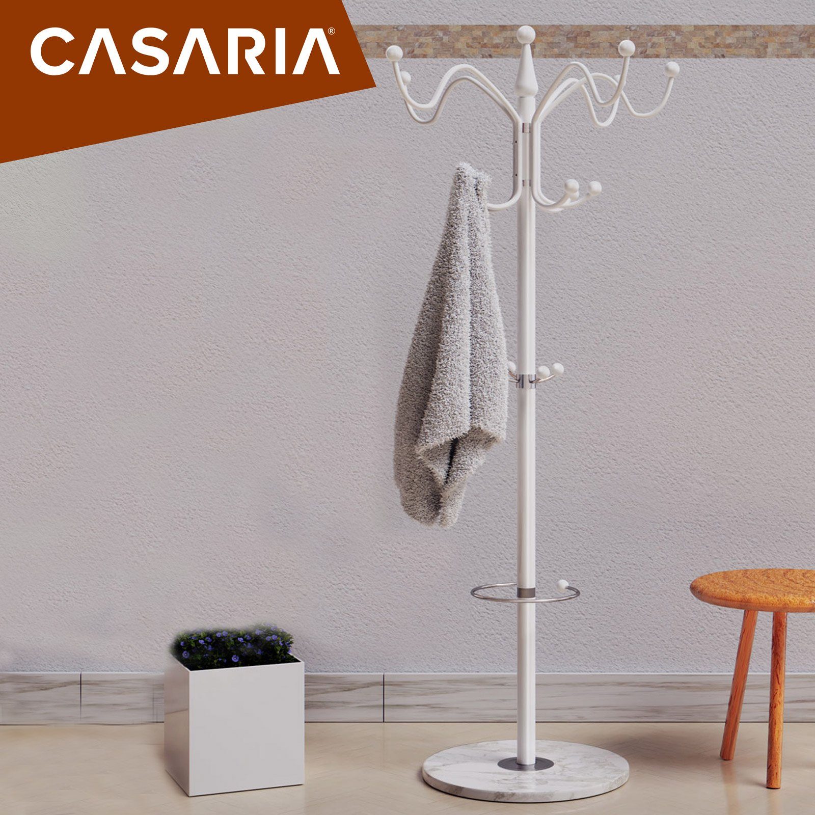 Casaria Kleiderständer, Marmorsockel Metall 14 Haken günstig online kaufen