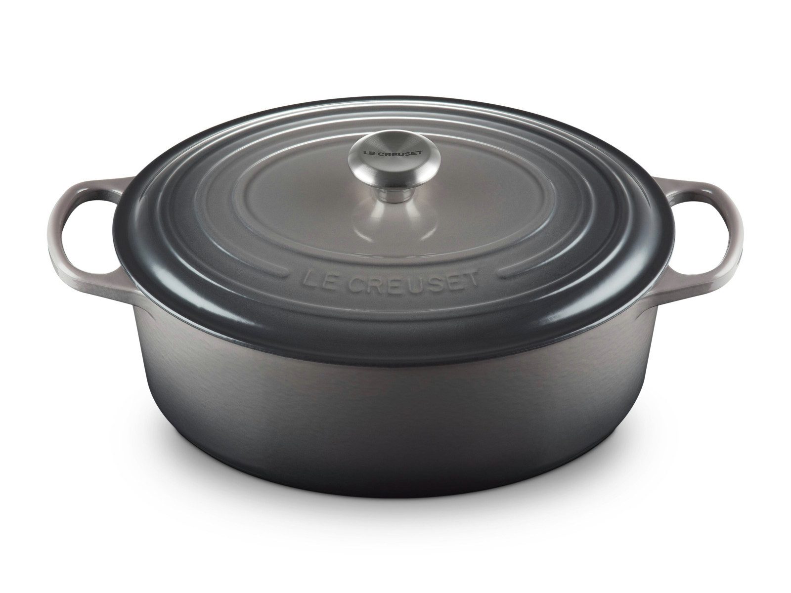 LE CREUSET Bräter Bräter Signature oval flint 33cm, Emailliertes Gusseisen