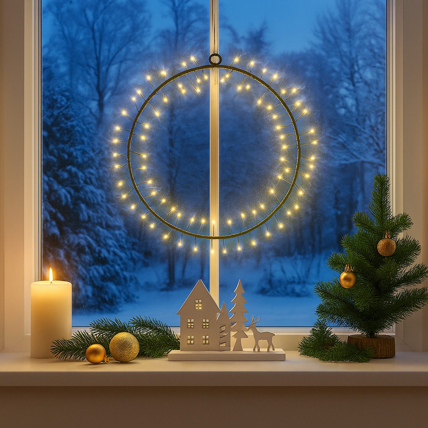 MARELIDA Dekokranz LED Kranz Türkranz Weihnachtskranz Lichtkranz 130LED D: 30cm Batterie – Bild 4 von 5