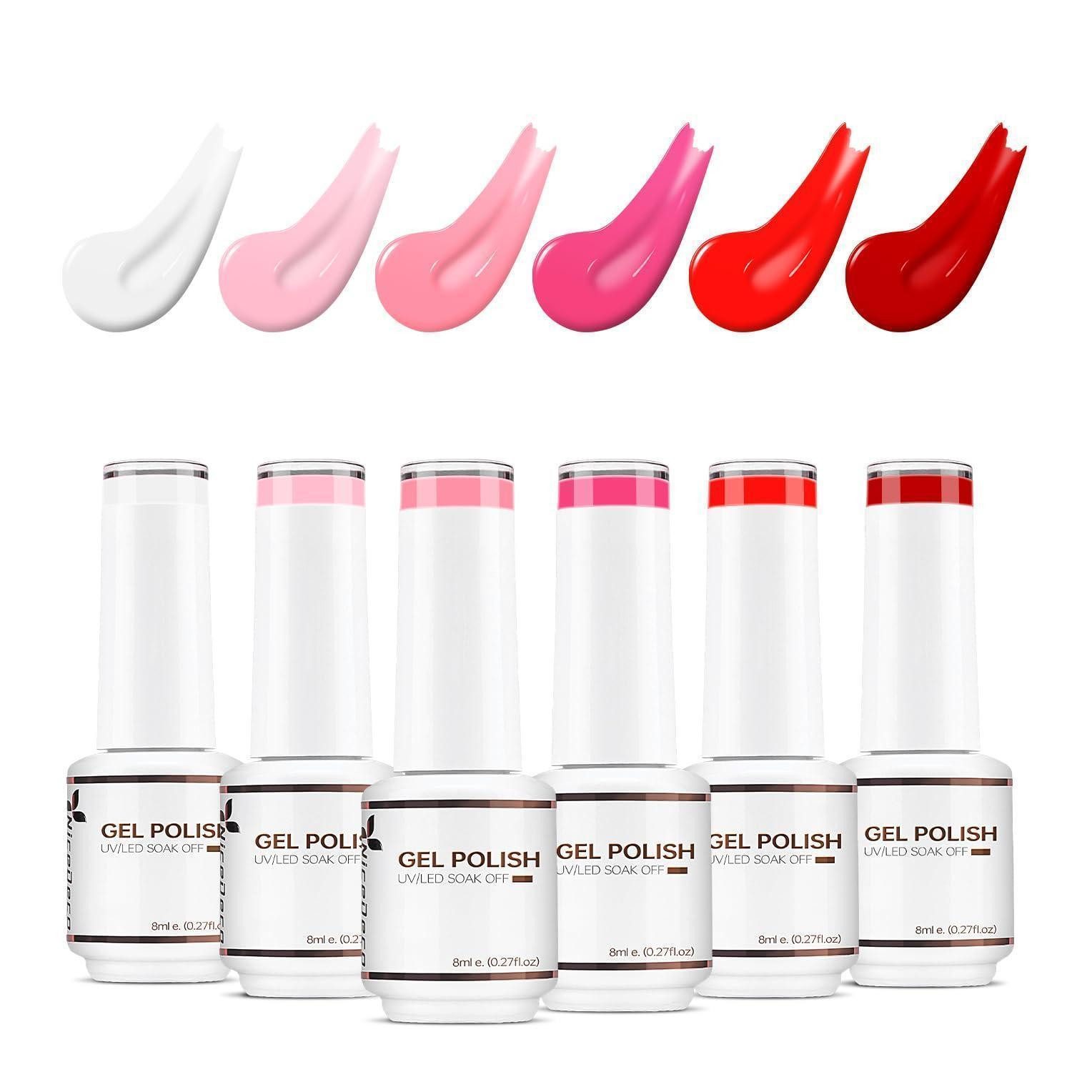 LuxusKollektion UV-Nagellack-Set UV Nagellack Set Rot Weiss Rosa 6 Farben