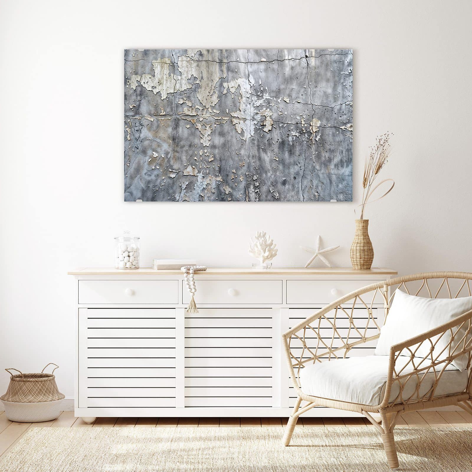 Primedeco Glasbild Wandbild Abblätternde Wand mit Aufhängung, Stein & Mauerwerk (21 verschiedene Größen, 1 St), Elegante Aufhängung