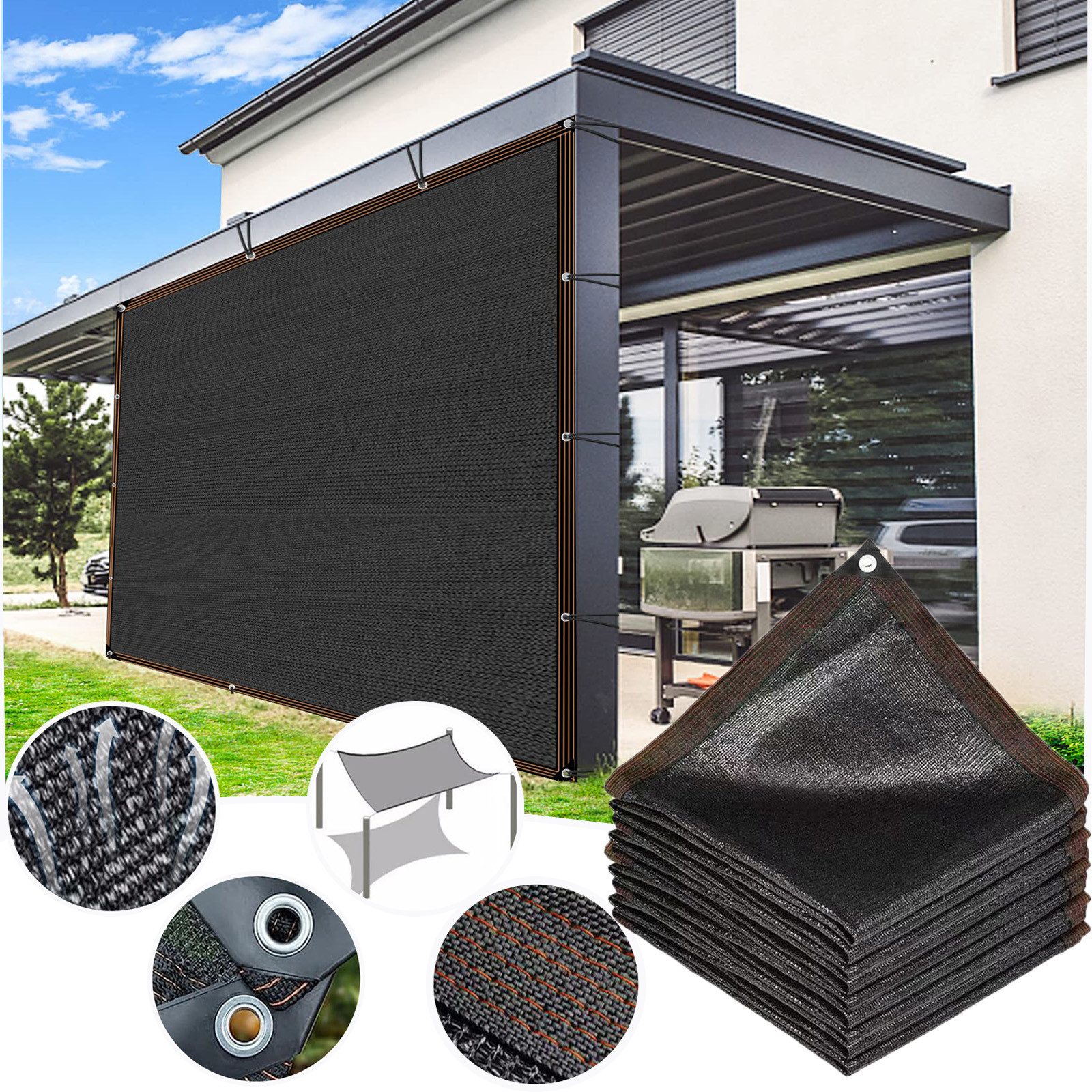 BTTO Sonnensegel Sonnenschutz Netz Schwarz Schattiernetz Garten Schattierun günstig online kaufen