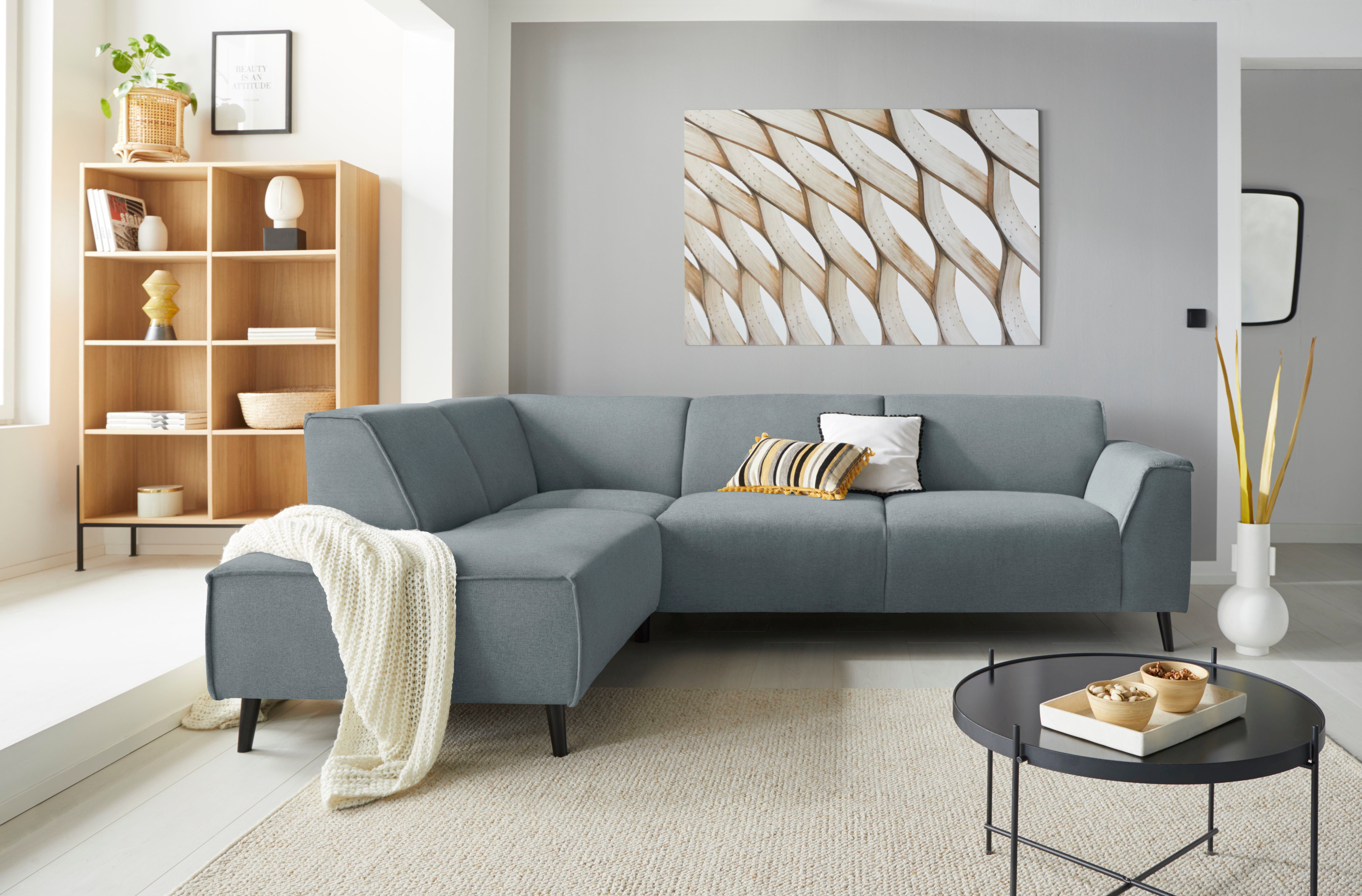 DOMO collection Ecksofa Amora, bequem & zeitlos, Breite 263cm, Federkern, L-Form, mit Federkern, Fußhöhe passend für gängige Saugroboter!