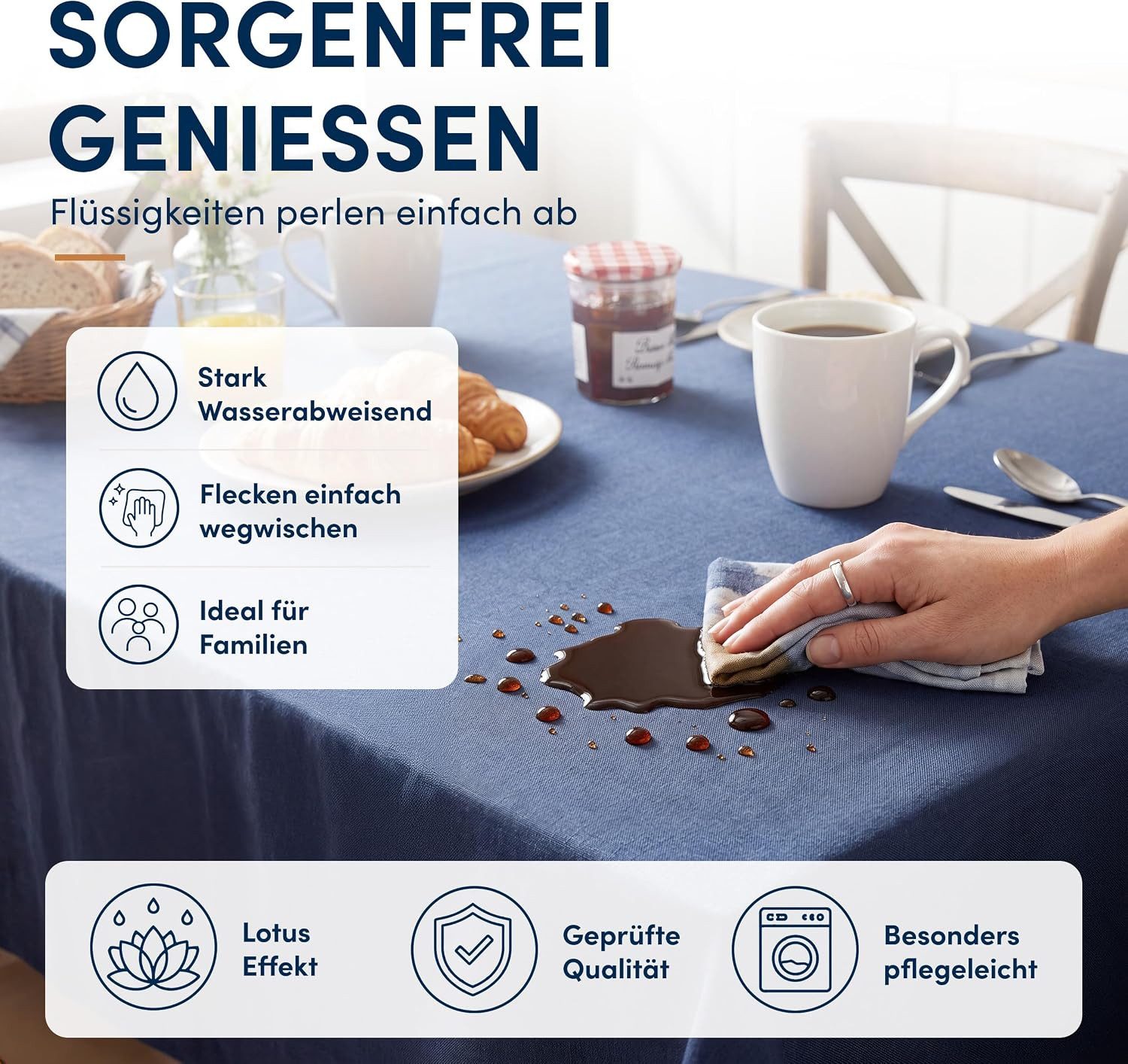 Stoffschmiede Tischdecke mit Leinen-Optik, Wasserabweisend