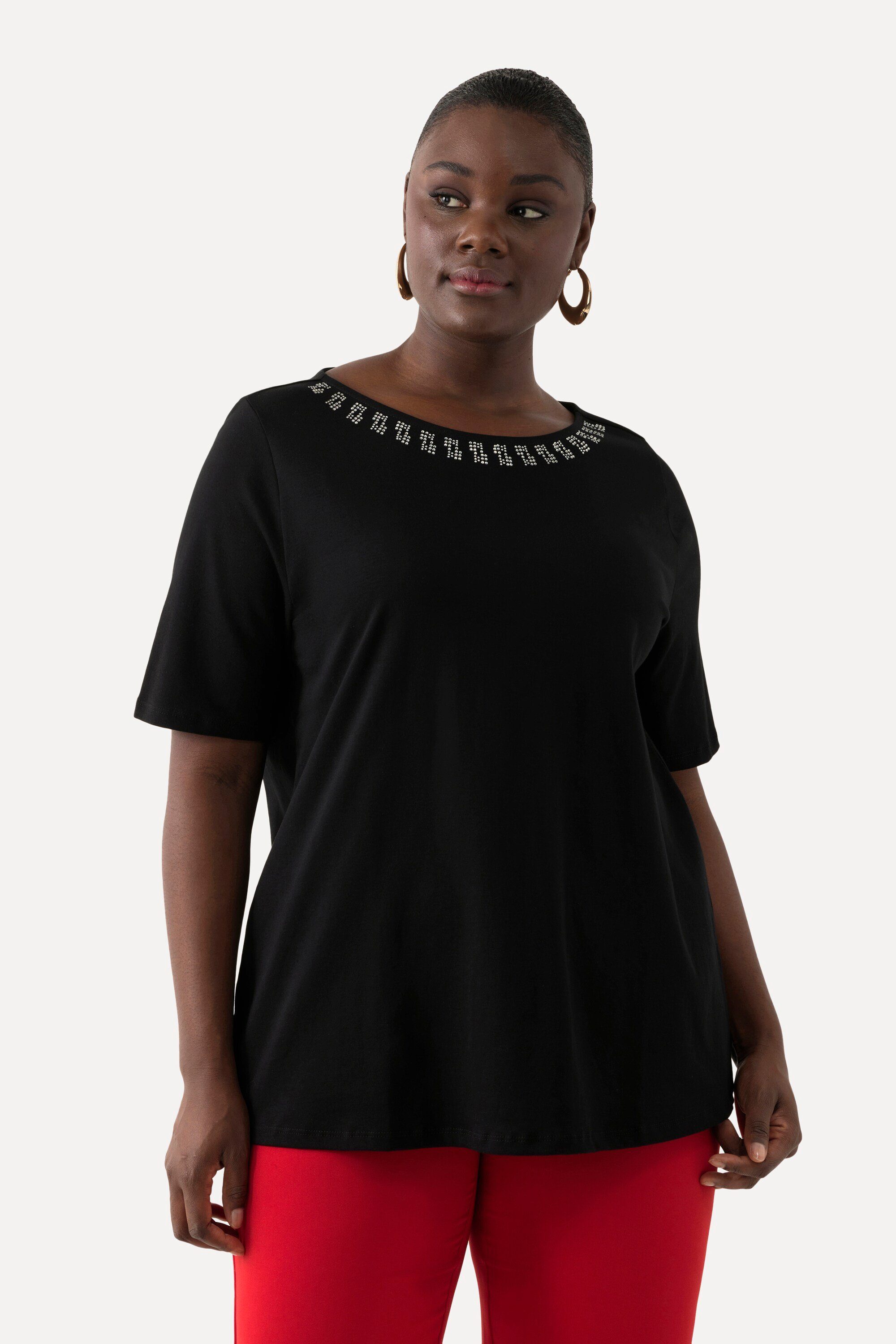 Ulla Popken T-Shirt T-Shirt A-Linie Ziersteine günstig online kaufen