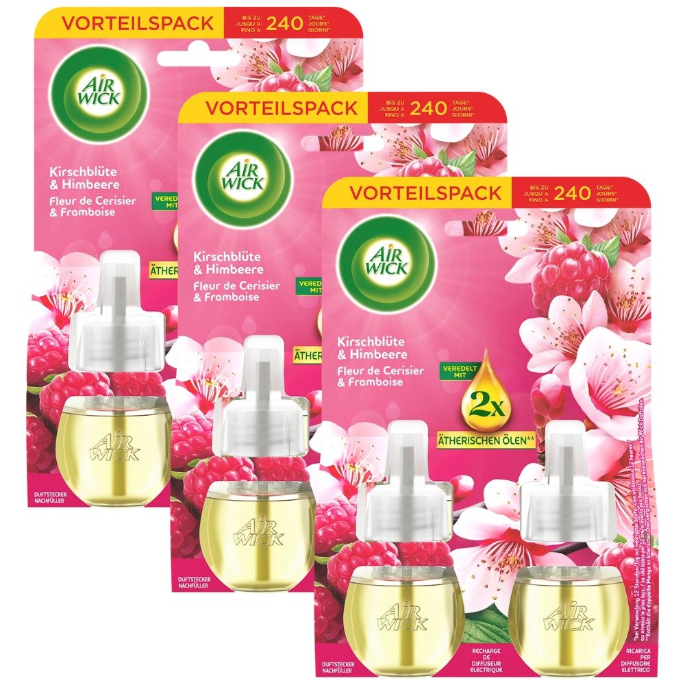 Air Wick Duftöl Duftstecker Nachfüllpack Kirschblüte & Himbeere Raumduft Refill (6 x 19ml, 6-St)