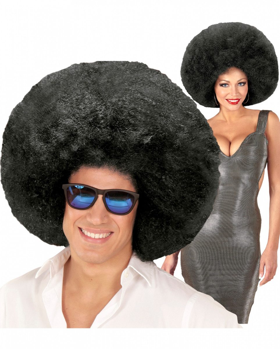 Kostüm-Perücke Riesige Afro Perücke schwarz als Kostümzubehör für