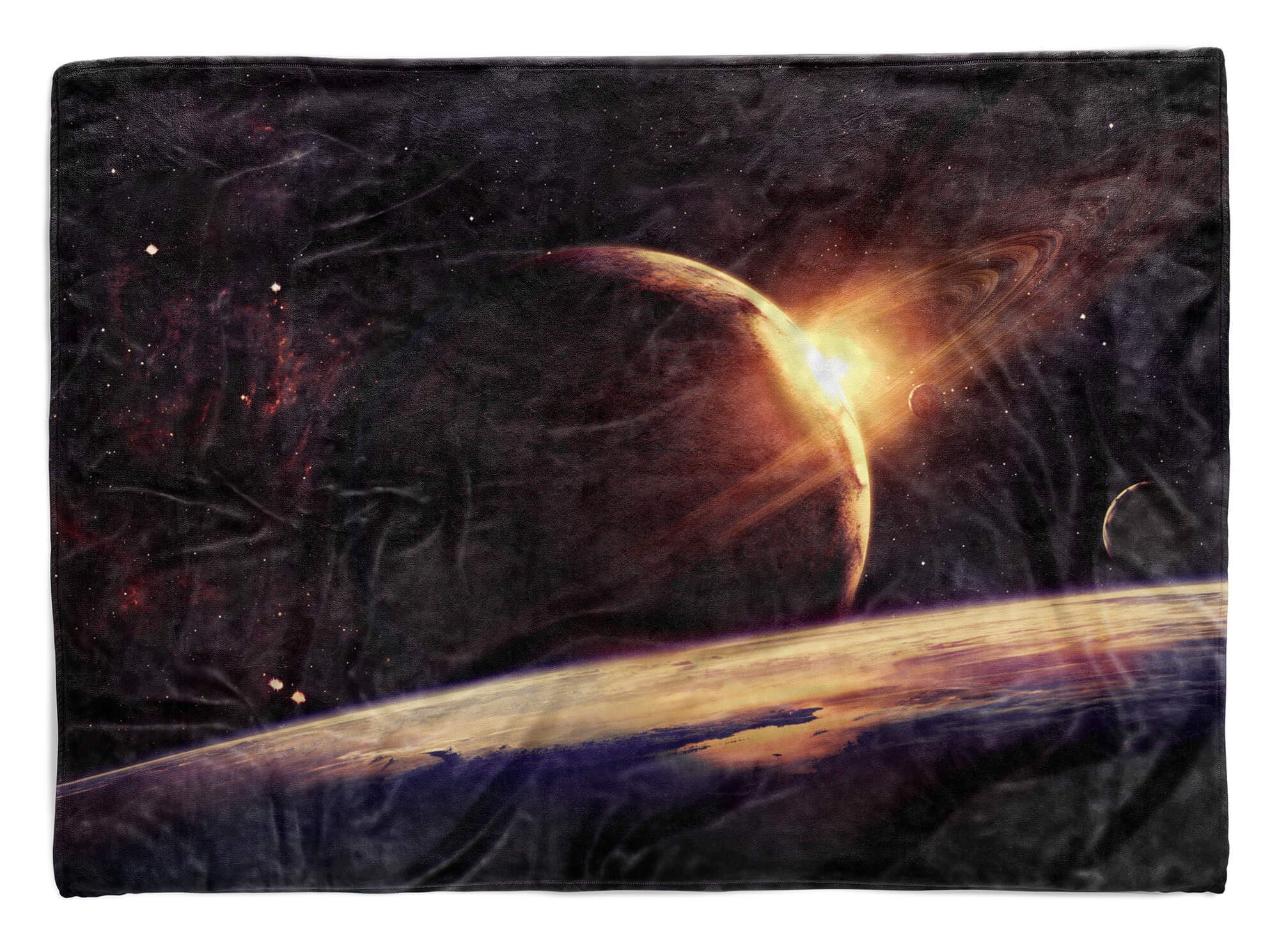 Sinus Art Handtücher Handtuch Strandhandtuch Saunatuch Kuscheldecke mit Fotomotiv Planeten Saturn So, Baumwolle-Polyester-Mix (1-St), Handtuch