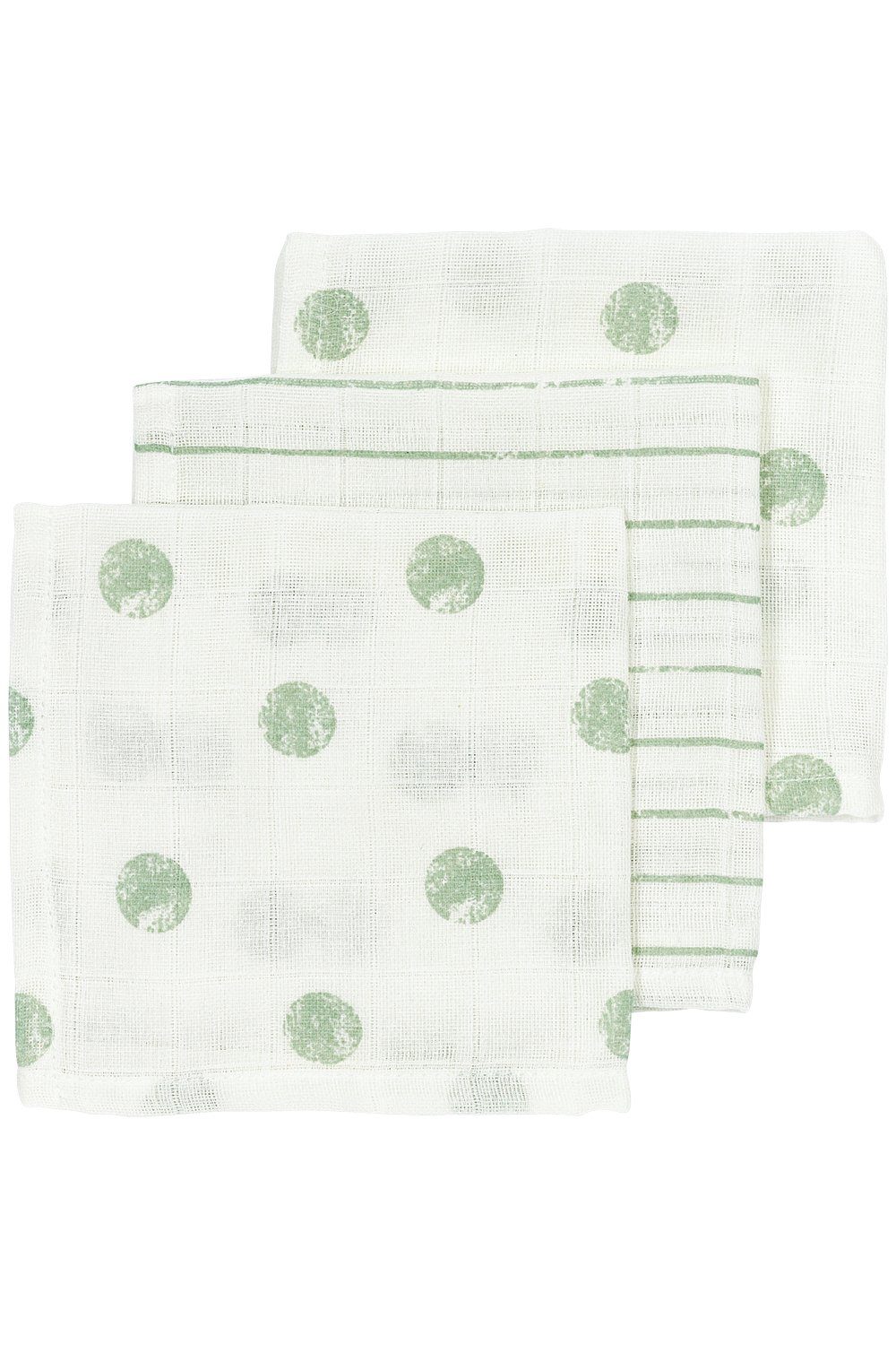 Meyco Baby Stoffwindeln Dot Stripe Soft Green (3-St), 30x30cm