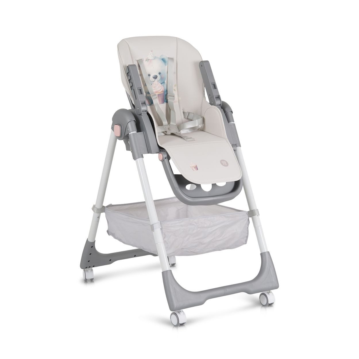 Moni Kombihochstuhl Kinderhochstuhl Raffy klappbar, 4 Räder, Rückenlehne verstellbar, Korb, Gurt