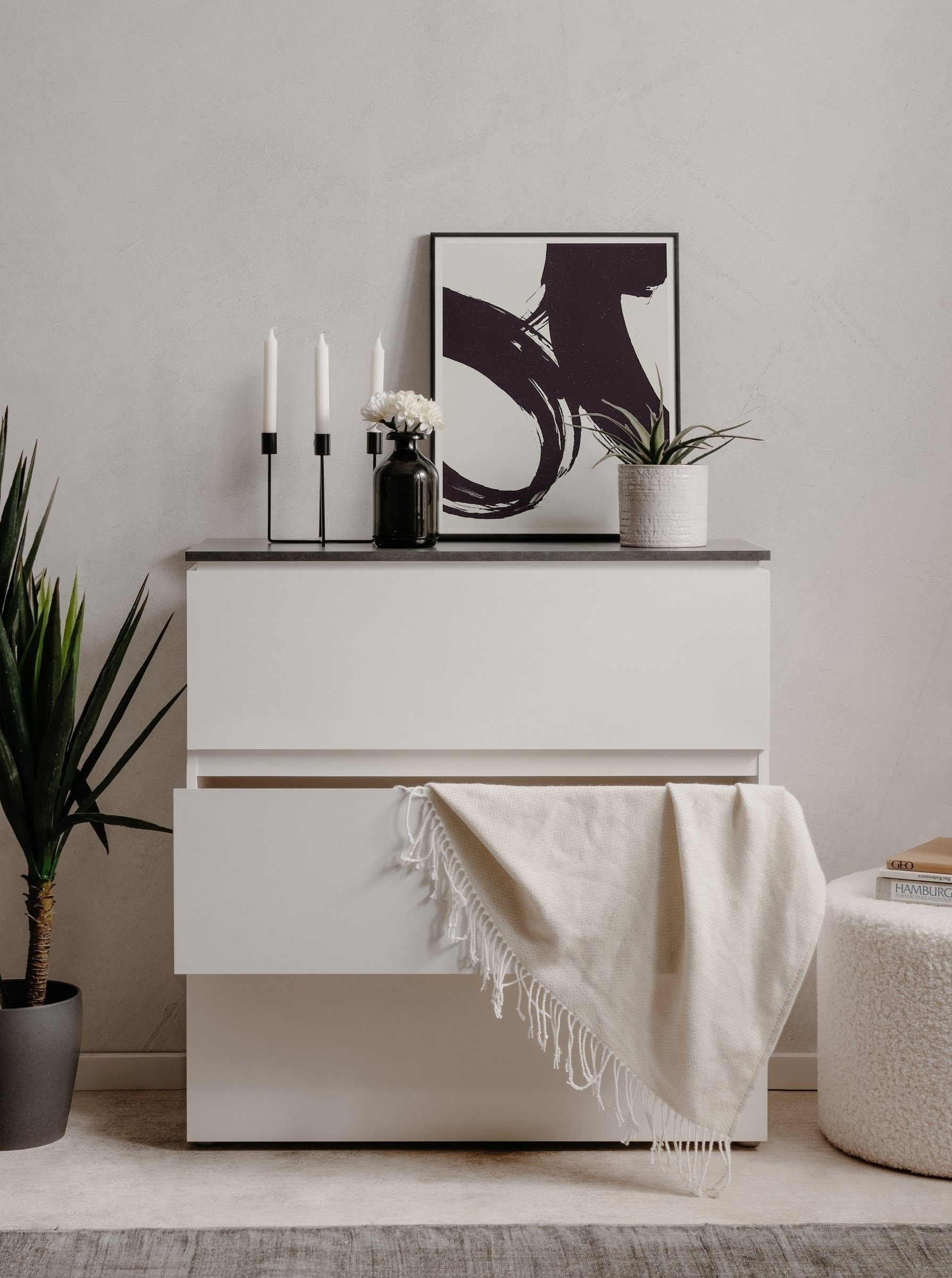 Finori Kommode in Matera / weiß HGL - 88,5x92x40cm (BxHxT)