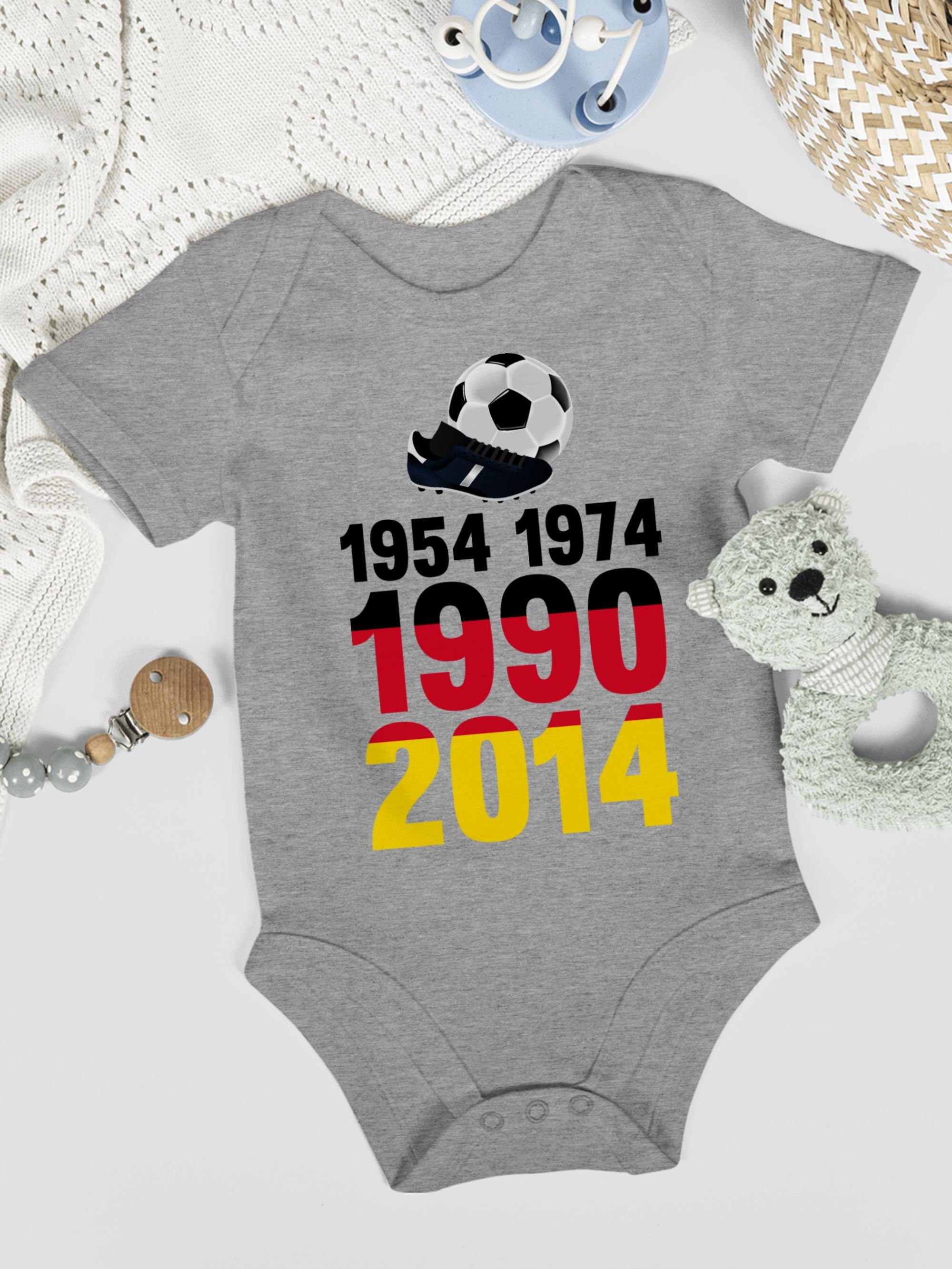 1974, Deutschland 2022 Grau 1954, WM EM Baby Weltmeister Fussball 1990, - 2 Shirtracer Shirtbody 2014 2024 meliert