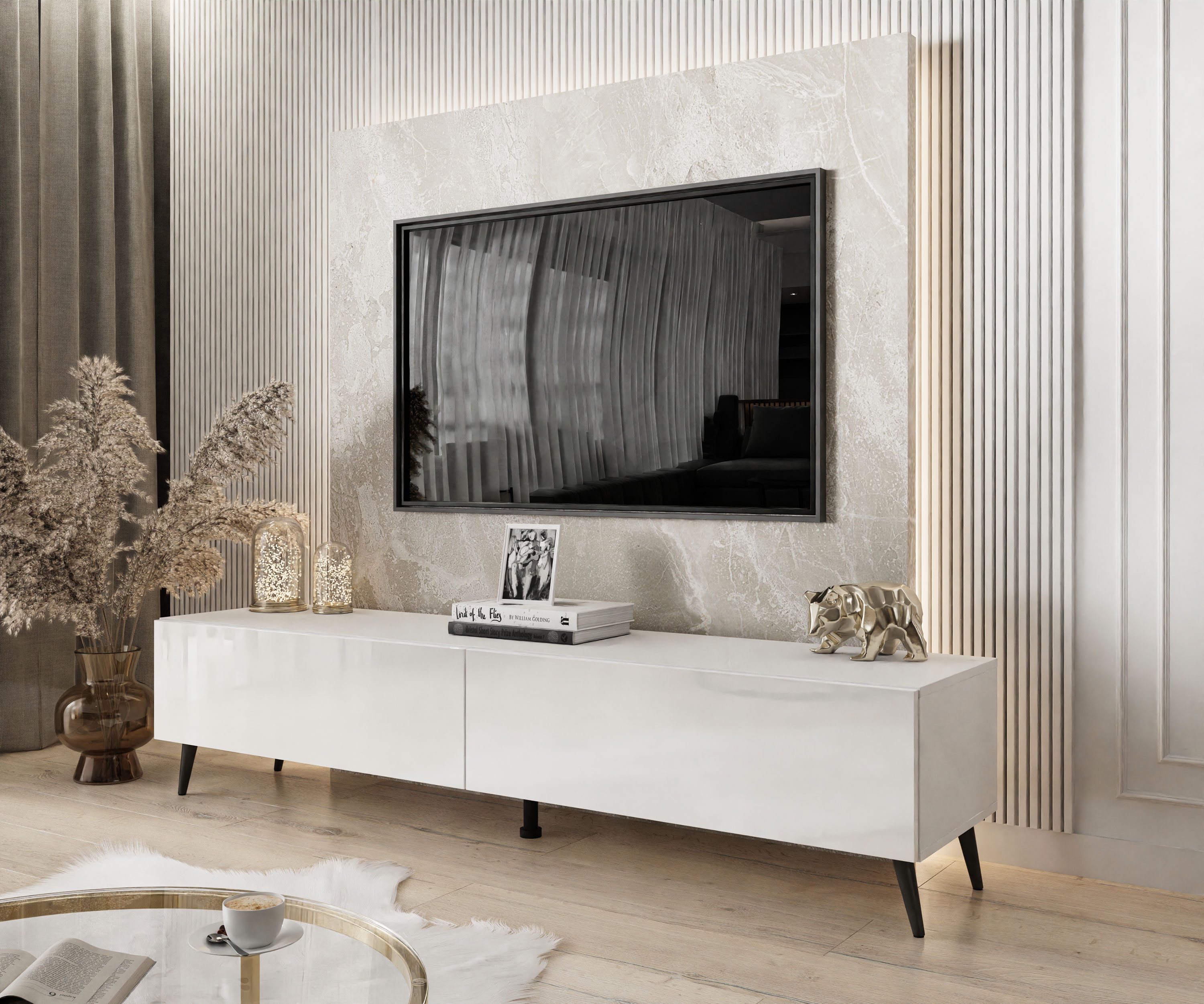 Lookway Lowboard COLETTE TV-Schrank mit Füße und LED Beleuchtung