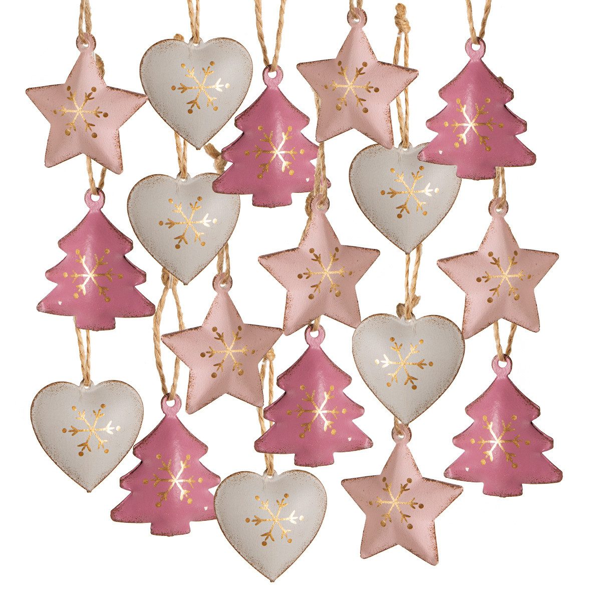 Baumbehang 18 Weihnachtsanhänger Herz Stern Baum 4 cm