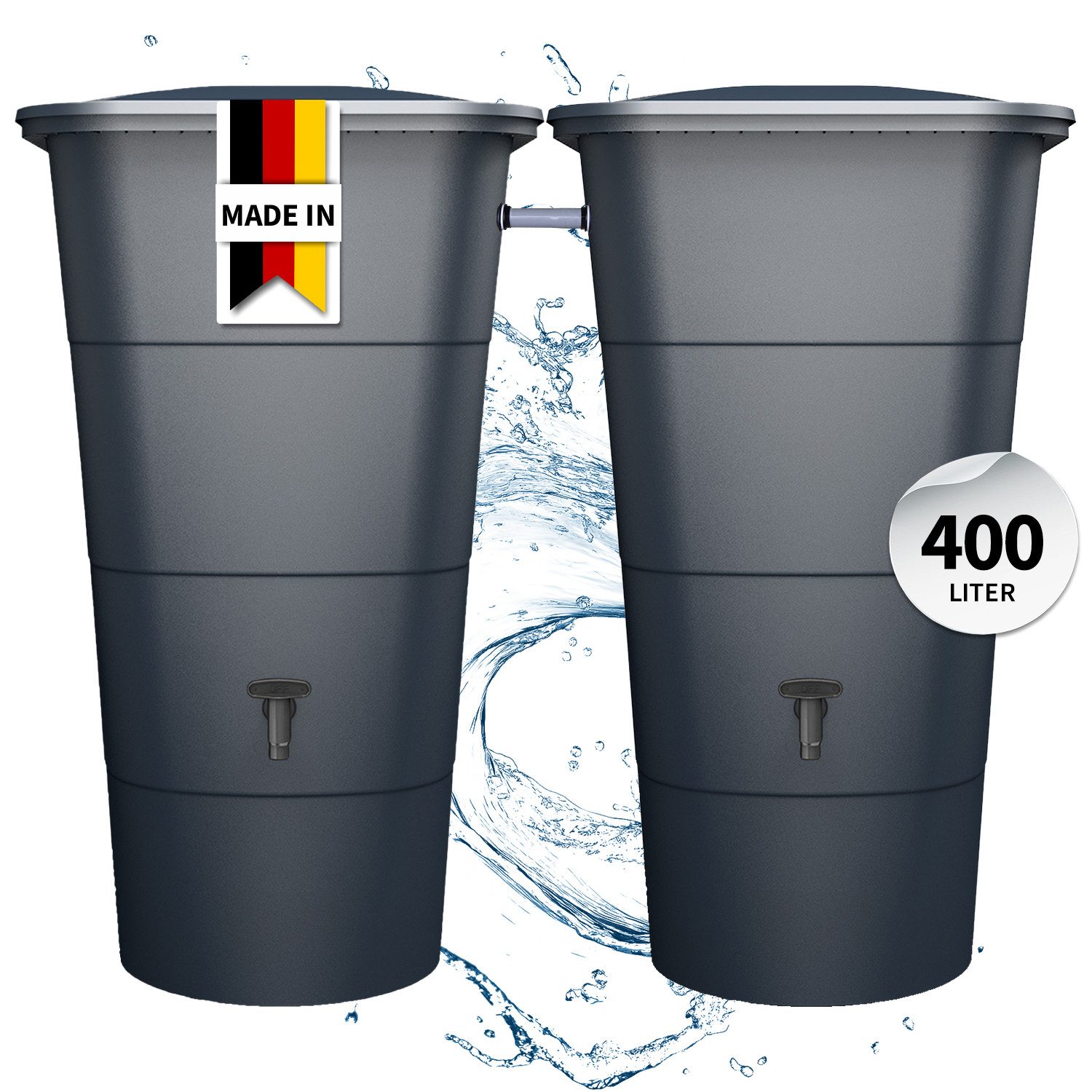 GARANTIA Regentonne IBIZA Regentonnen-SET eckig 400 L, graphite grey, 400 l