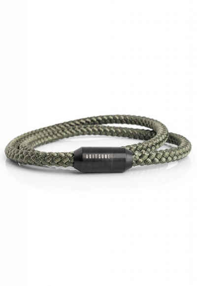 Akitsune Armband Mare Nylon Bracelet Mattschwarz - Olive 18 cm