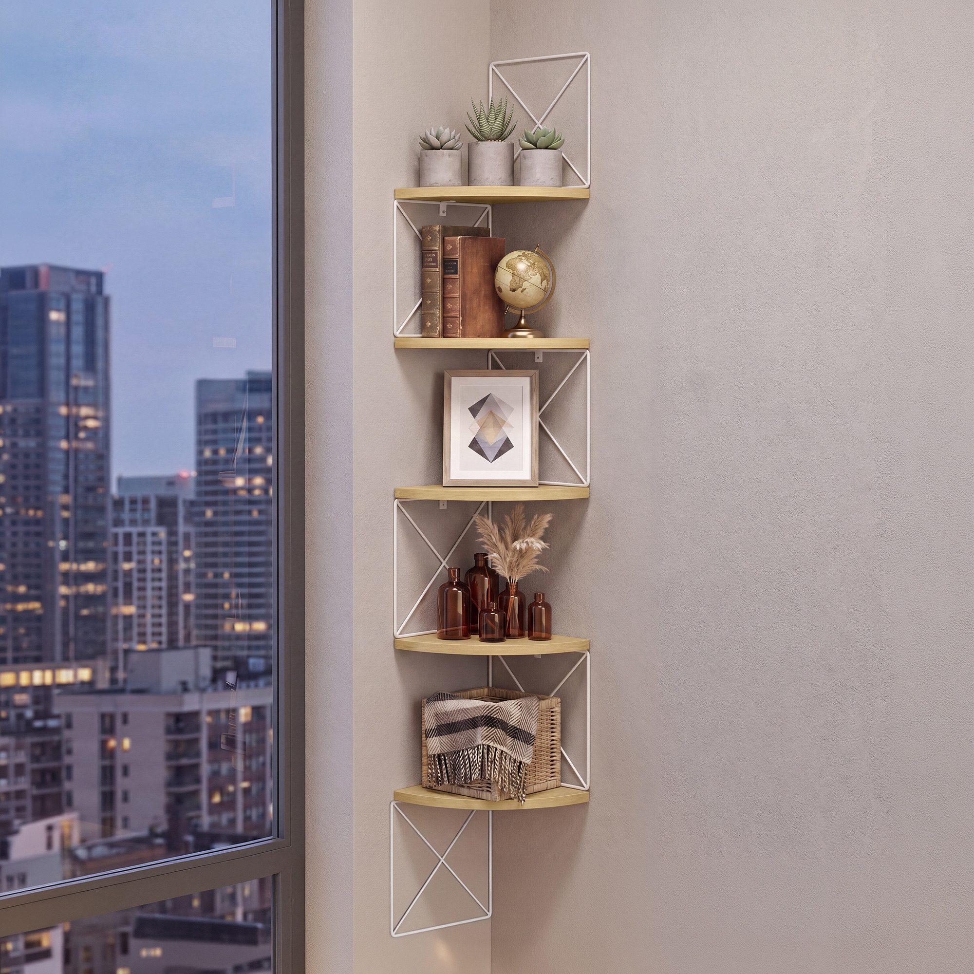 VASAGLE Eckregal, Bücherregal, 5 Ebenen,20 x 20 x 127,5 cm,Zickzack-Design