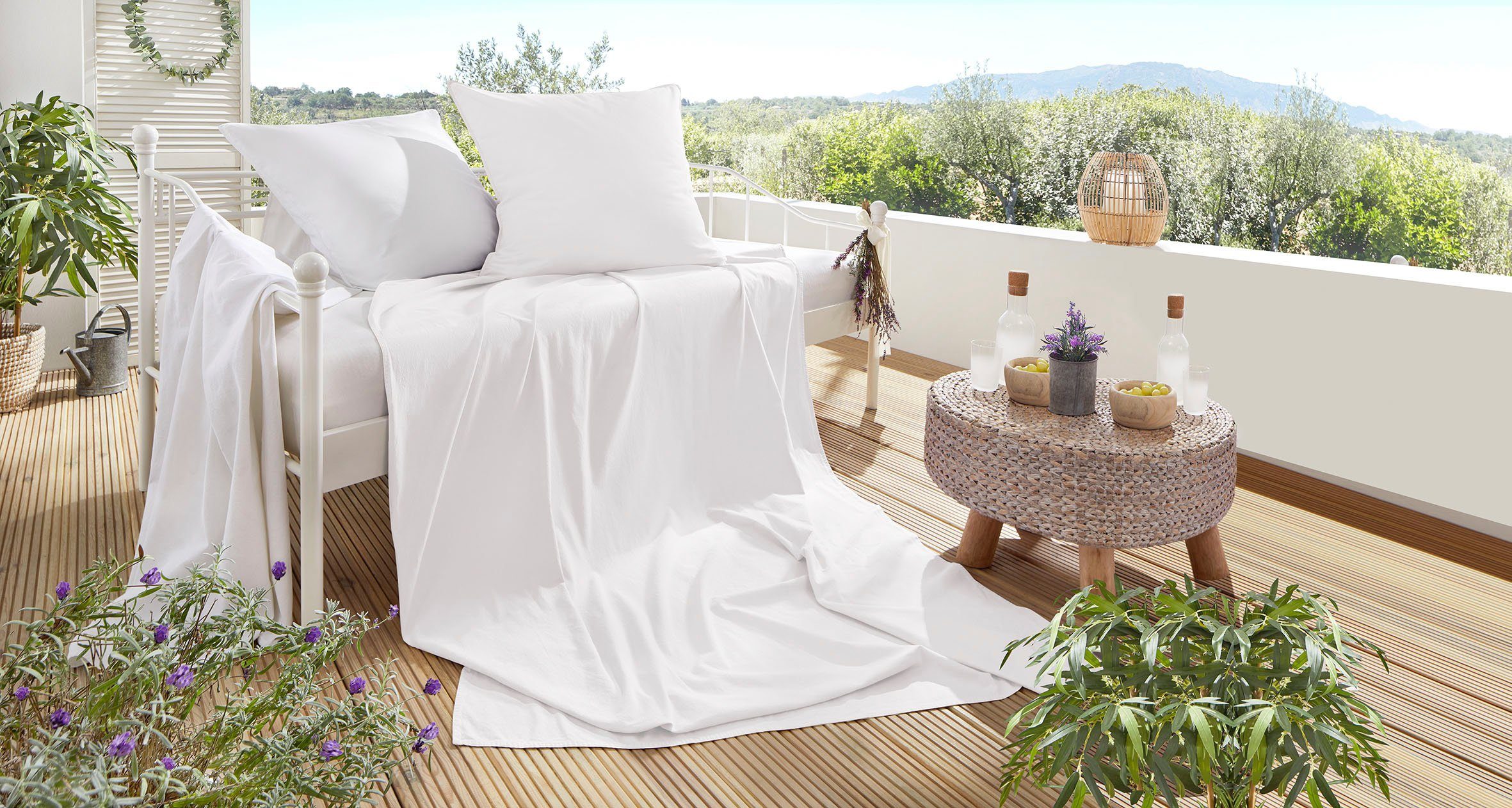 Primera Постельное белье Summer-Set Stone-Washed, Kissenbezug + Tuch, Renforcé, 2 teilig, die perfekte Lösung für heiße Nächte