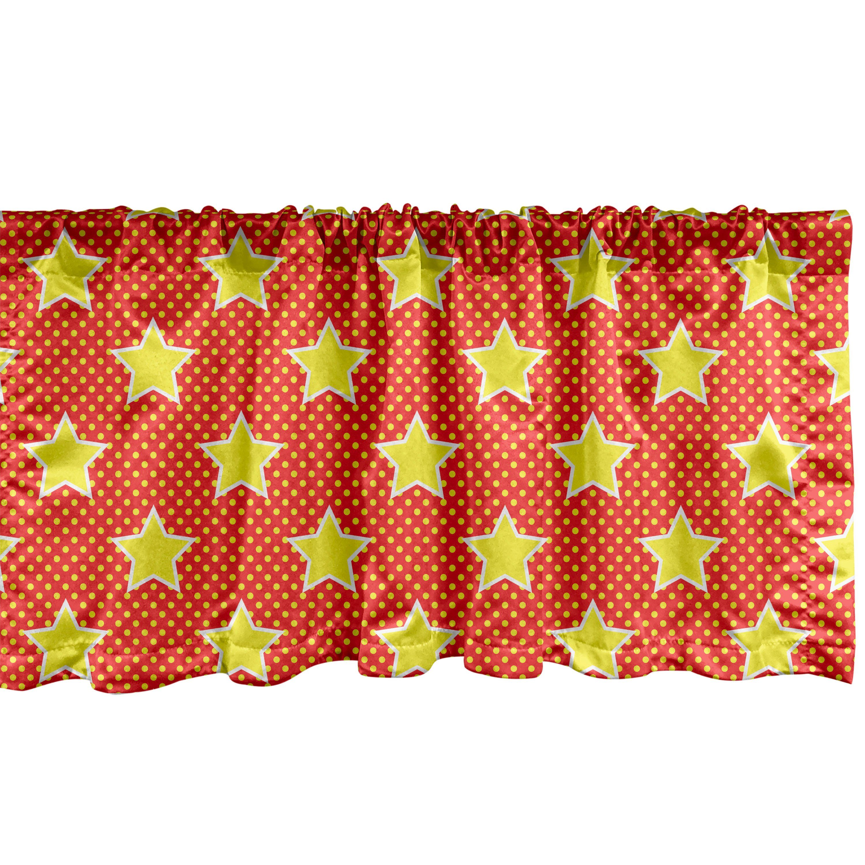 Scheibengardine Vorhang Volant für Küche Schlafzimmer Dekor mit Stangentasche, Abakuhaus, Microfaser, Sterne Pop-Art-Art-Comic-Motive