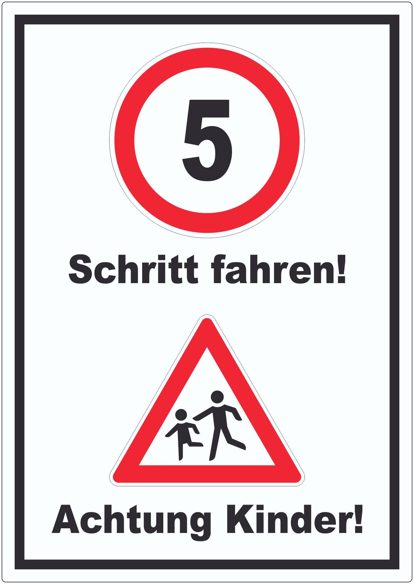 HB-Druck Aufkleber Schritt fahren Achtung Kinder Aufkleber, wetterfest, UV-beständig, kratzfest