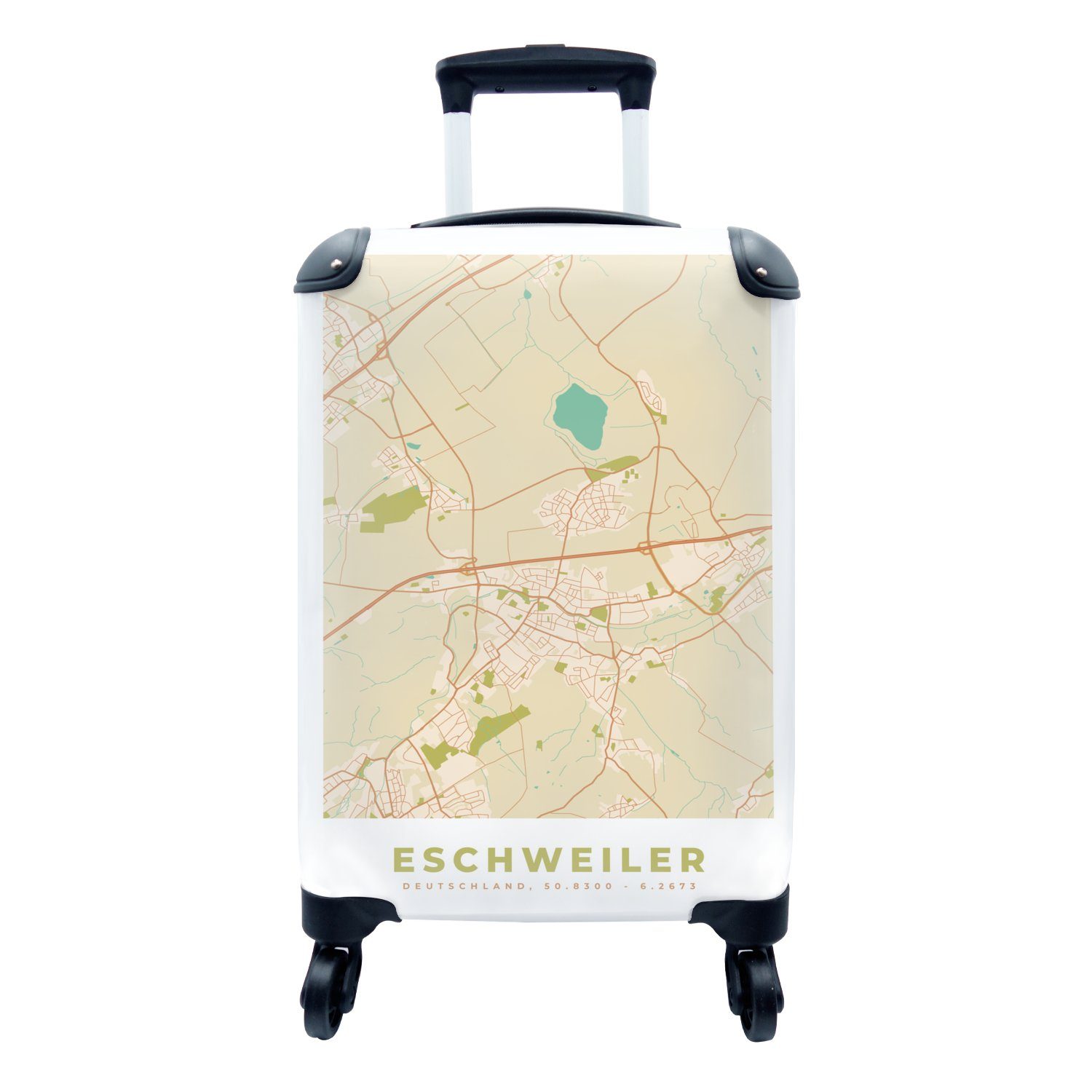 4 Reisekoffer Trolley, Handgepäck Karte Rollen, Stadtplan mit für Eschweiler - - MuchoWow Vintage, - Ferien, rollen, Handgepäckkoffer Reisetasche