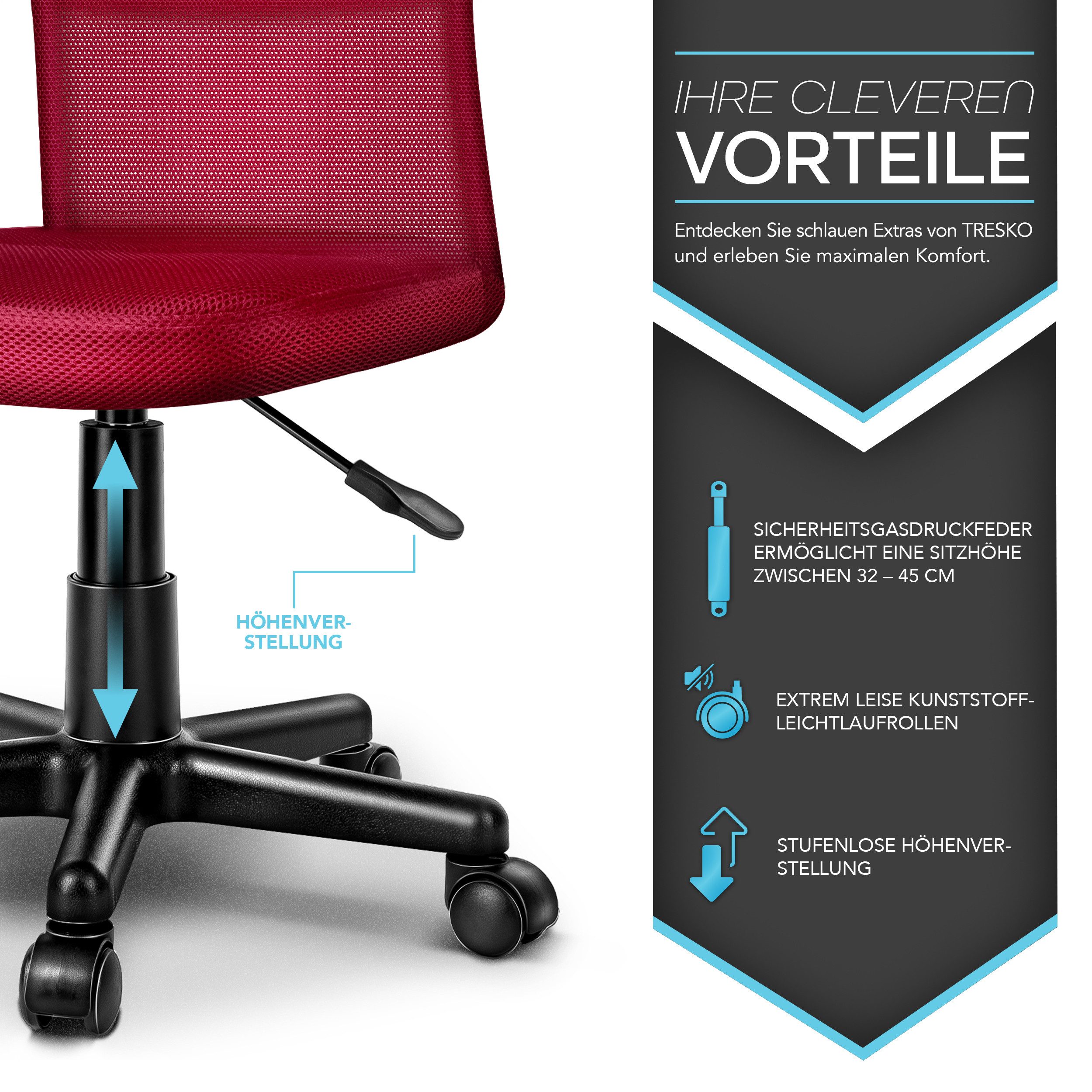 TRESKO Drehstuhl Bürostuhl Drehstuhl stufenlos höhenverstellbar, Schreibtis günstig online kaufen
