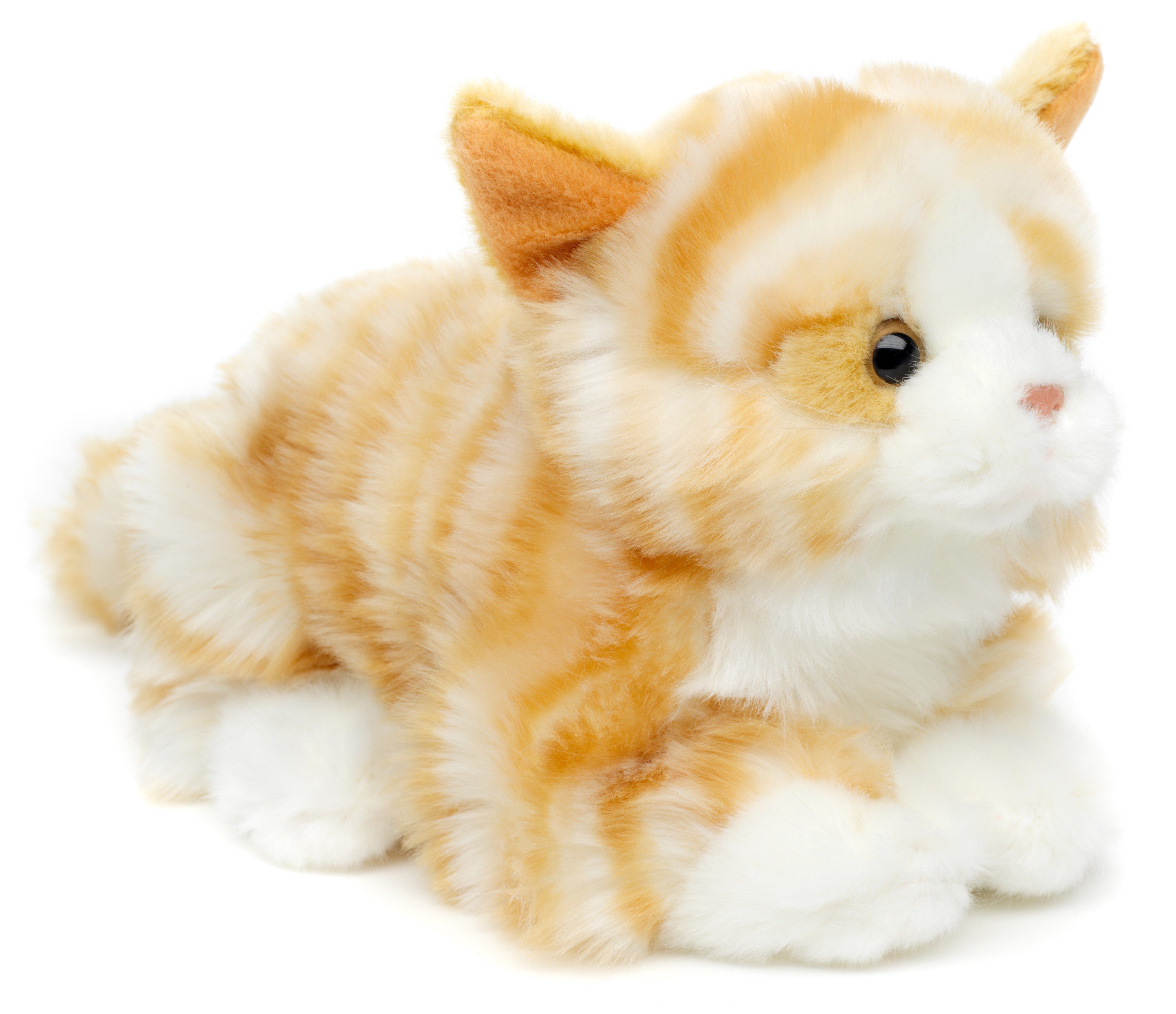 Uni-Toys Kuscheltier Katze, liegend - versch. Fellfarben - Länge 20 cm - Plüsch, Plüschtier, zu 100 % recyceltes Füllmaterial