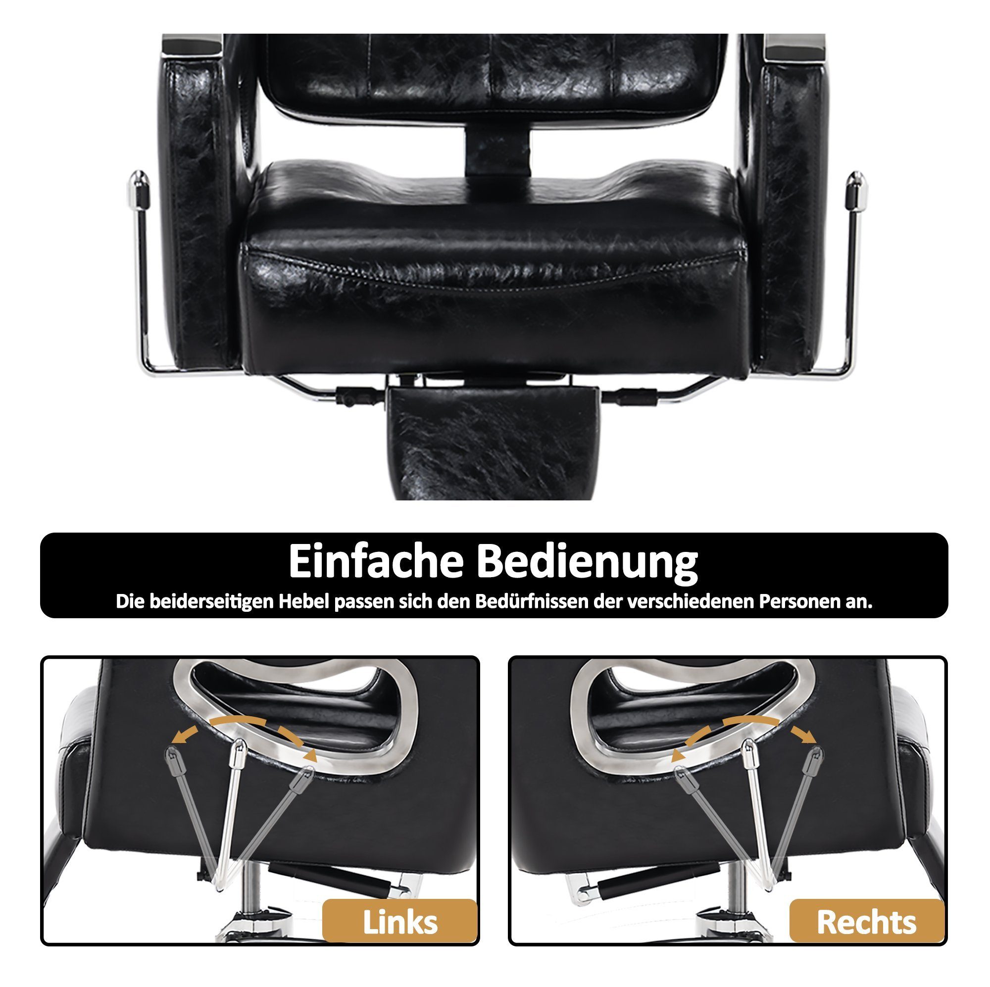 Barberpub Stuhl Barberpub Friseurstuhl mit Hydraulikpumpe Kunstleder, 8132, mit Kopfstütz, Höhenverstellbar, Kippbar