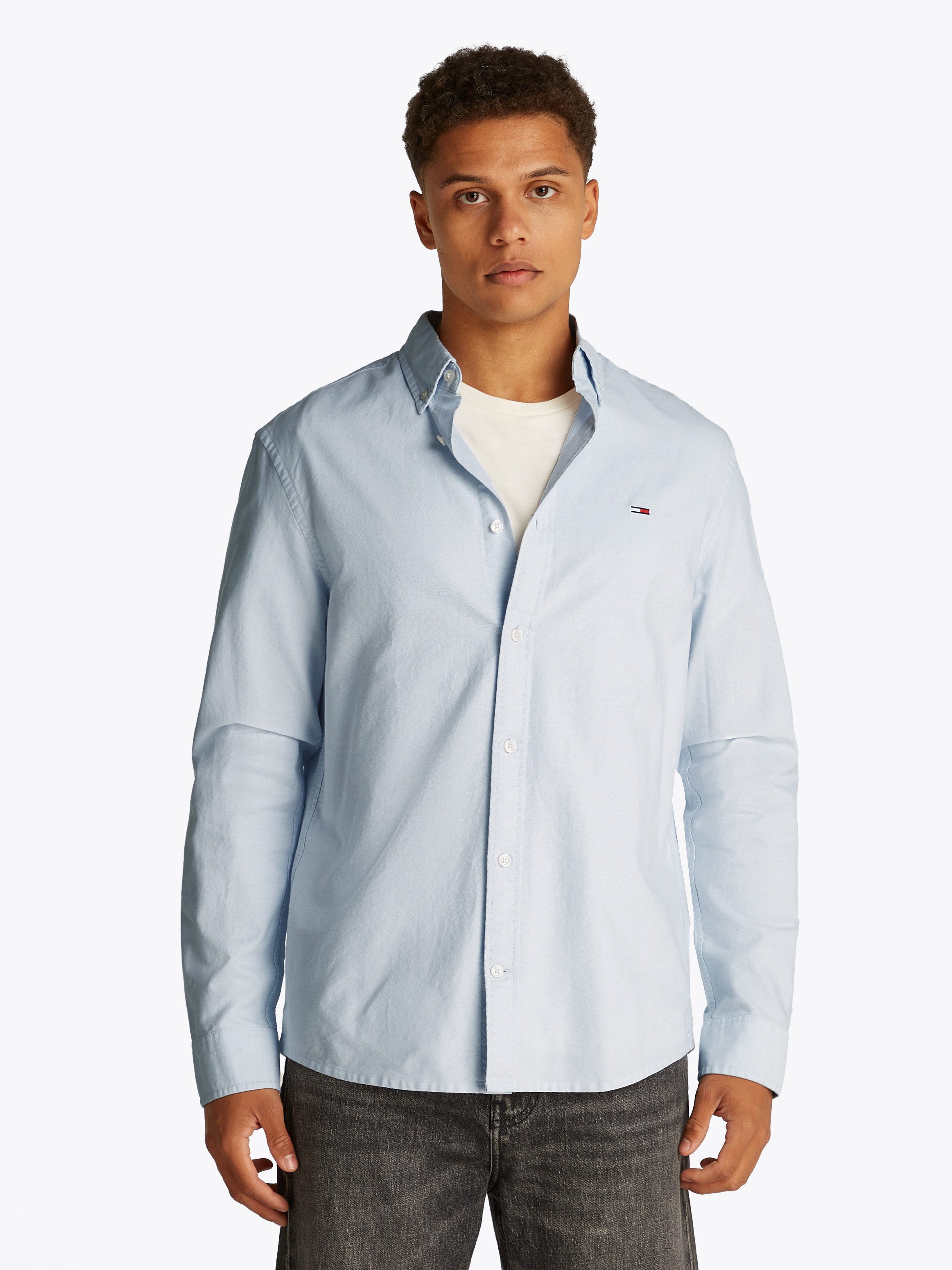 Tommy Jeans Langarmhemd TJM REG OXFORD SHIRT EXT Mit Rundhalsausschnitt günstig online kaufen