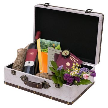 HMF Aufbewahrungsbox Vintage Koffer, Multifunktionskoffer (1 St), Handgefertigter Geschenkkoffer im Rosen Design, 38x26x13 cm