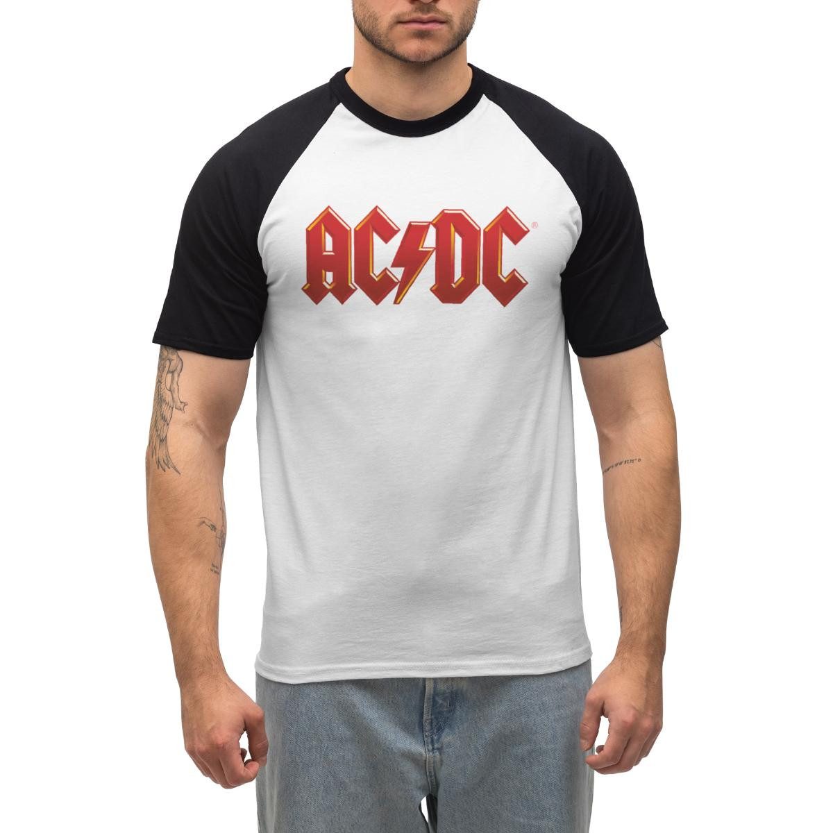 Spreadshirt T-Shirt AC/DC Klassisches Logo Mit Blitz Männer Baseball-T-Shirt (1-tlg)