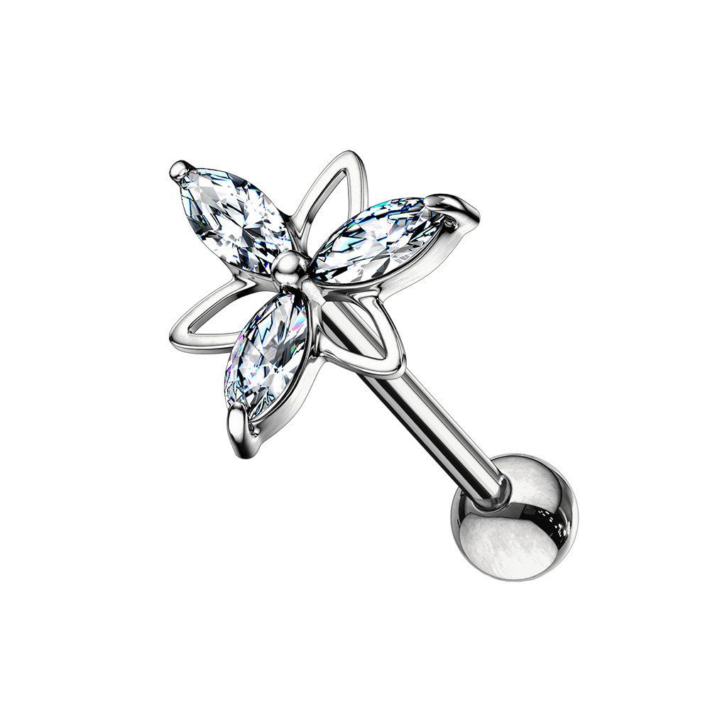 Piercing-Set Helix Piercing Cartilage Knorpel Ohr Stecker Kristall Marquise Blume
