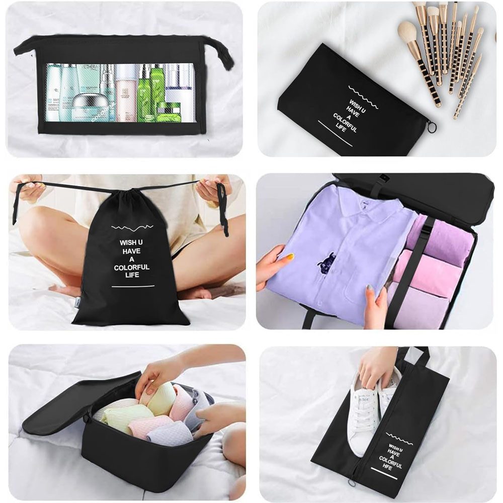 TUWENA Kofferorganizer Koffer Organizer Set 9-teilig, Reise Kleidertaschen mit Waschbecher, Verpackungswürfel mit Kosmetiktasche, Schuhbeutel, Cubes, Reisezubeh – Bild 4 von 5