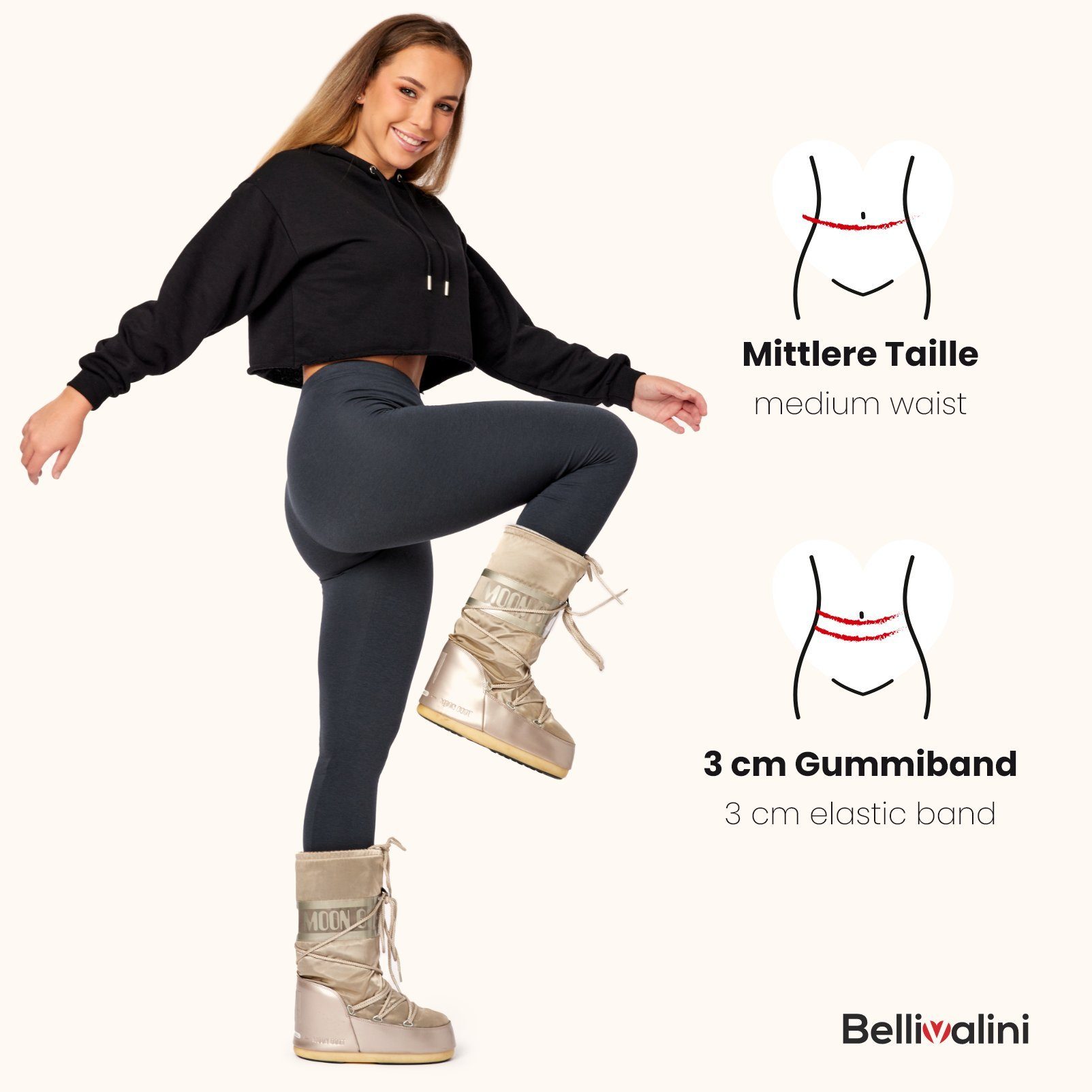 Bellivalini Leggings Damen Warme Thermoleggings BLV50-321 (1-tlg) Gefüttert, mit Fußsteg – Bild 3 von 5