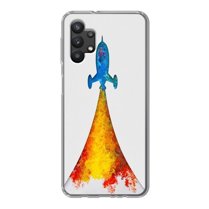 MuchoWow Handyhülle Illustration - Rakete - Kinder - Malen Handyhülle Samsung Galaxy A32 5G Smartphone-Bumper Print Handy