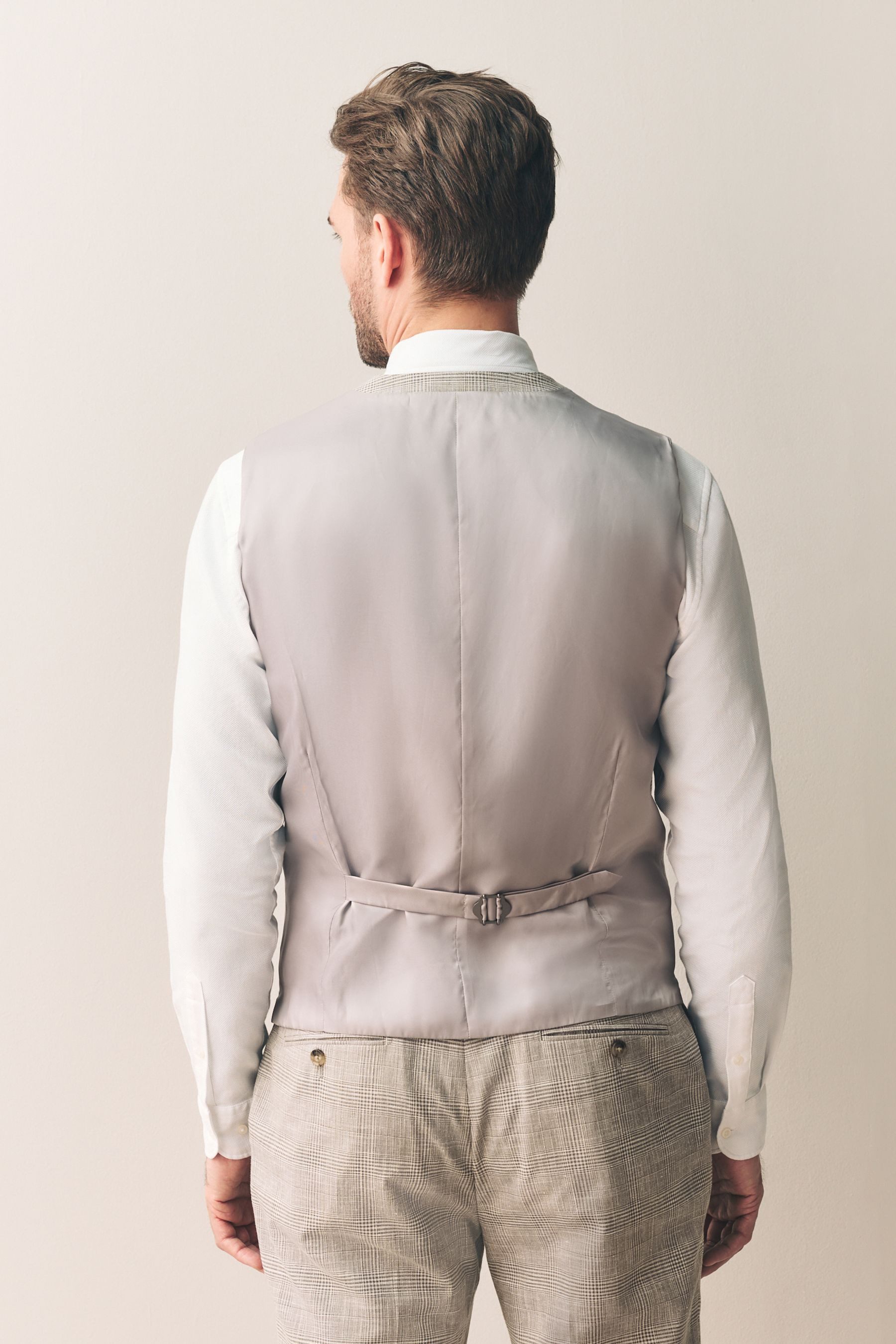 Next Anzugweste Karierte Tollegno Anzugweste aus Leinenmischung (1-tlg) günstig online kaufen