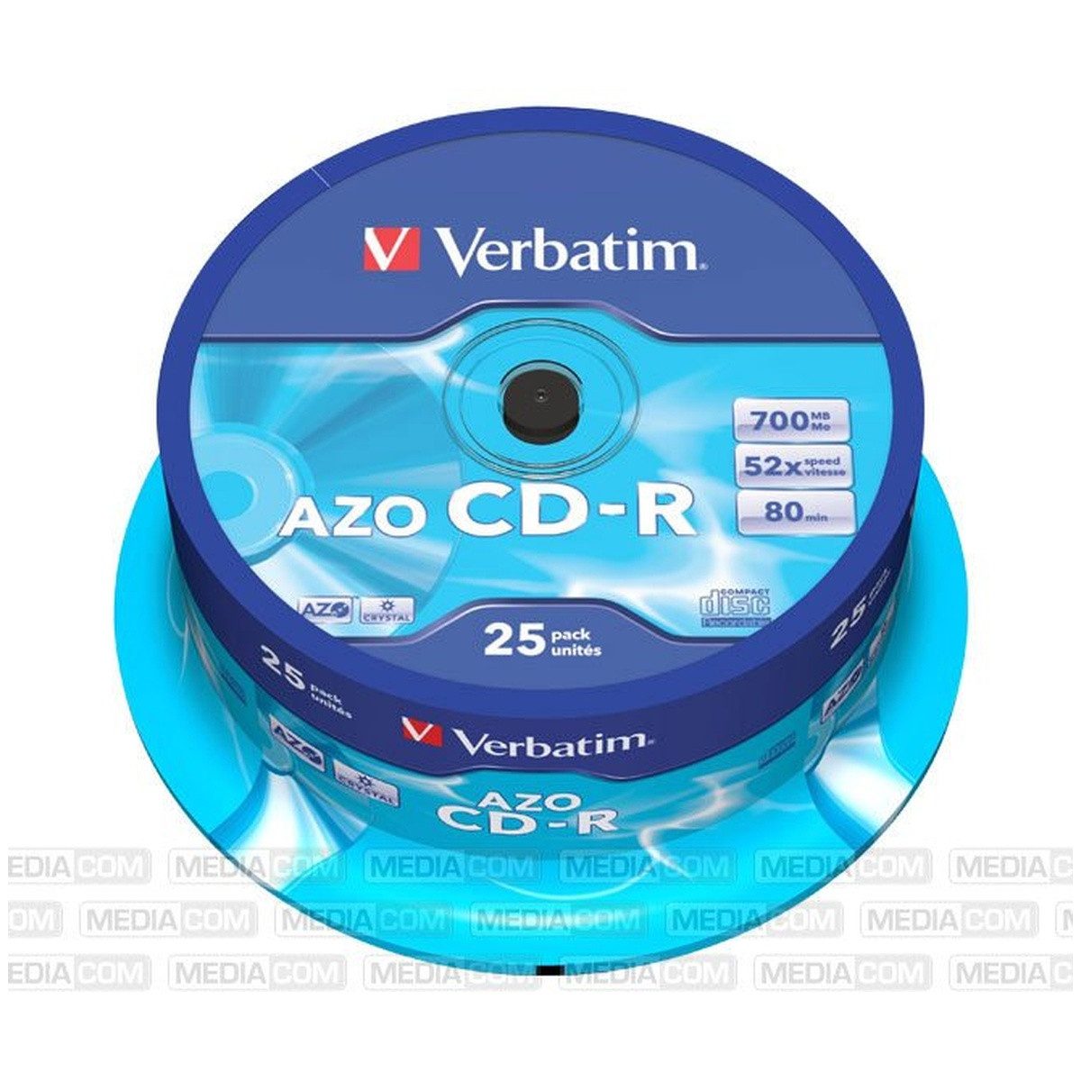 Verbatim CD-Rohling Verbatim CD-R 700MB 52x Cakebox 25er Crystal