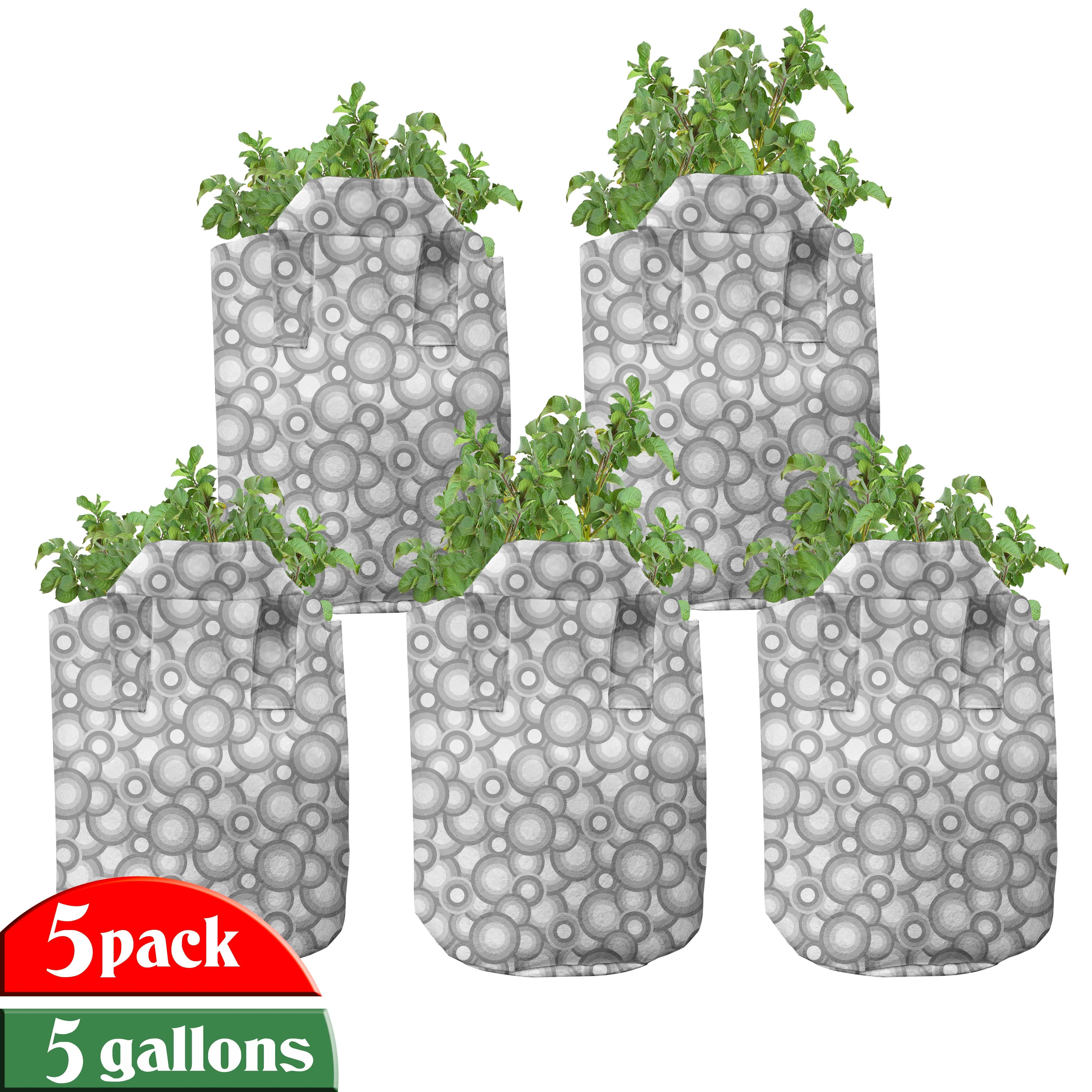 Abakuhaus Pflanzkübel hochleistungsfähig Stofftöpfe mit Griffen für Pflanzen, Retro Grau Weiß Ball Runden